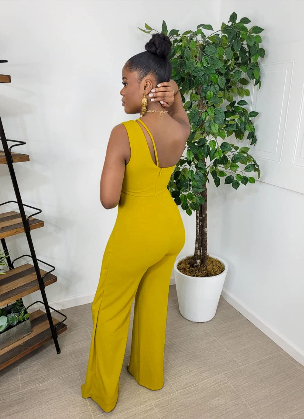 Sexy One Shoulder Wide Leg Jumpsuit for Women - Cut Out Design Romper & Overall Outfit | Perfect for Summer Parties, Beach Vacations & Night Out
