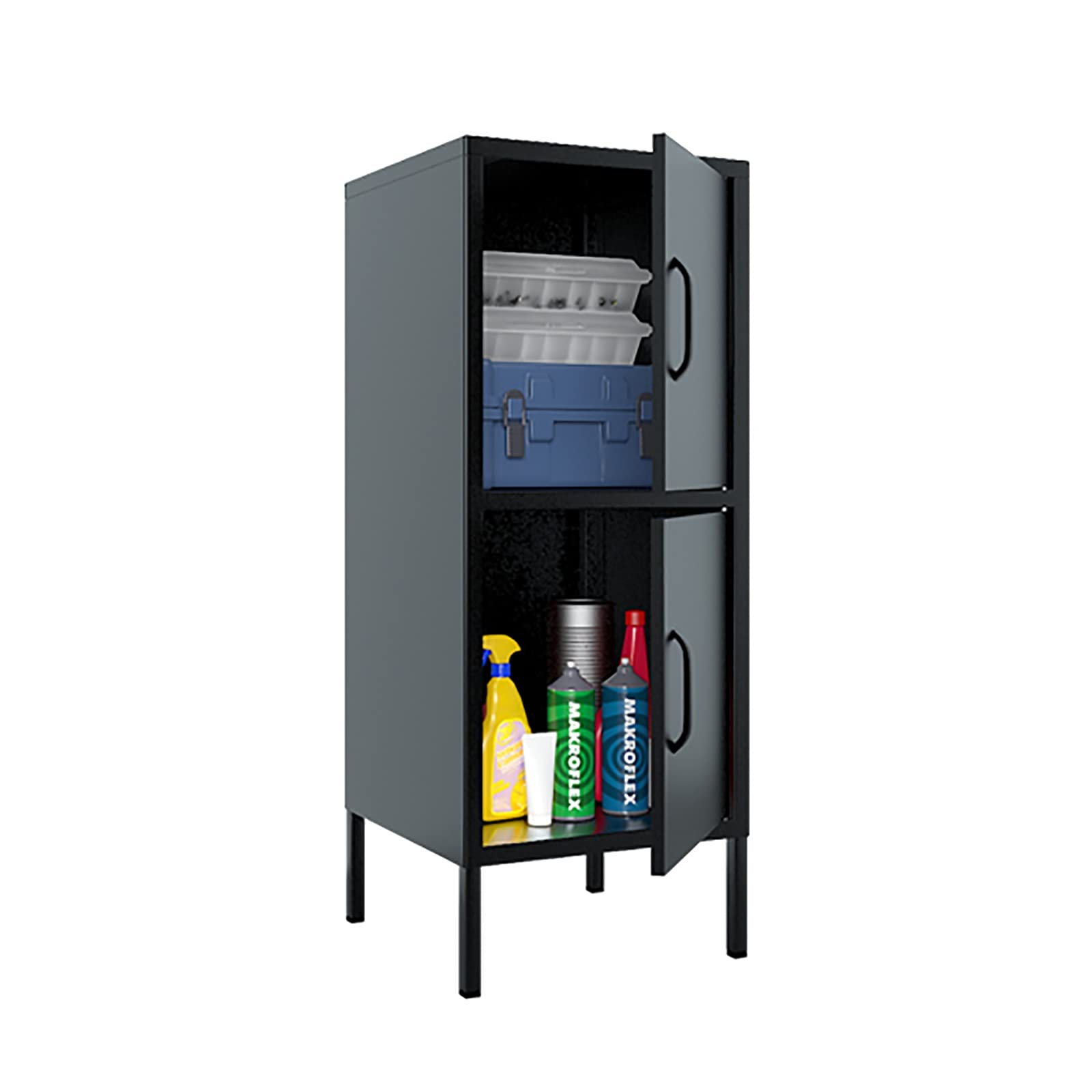 QSJY Waterproof Metal Bathroom Storage Cabinet - 15.74x15.74x40.15 Inch Black Steel Organizer with Installation Guide | Perfect for Bathroom, Laundry Room & Closet Organization