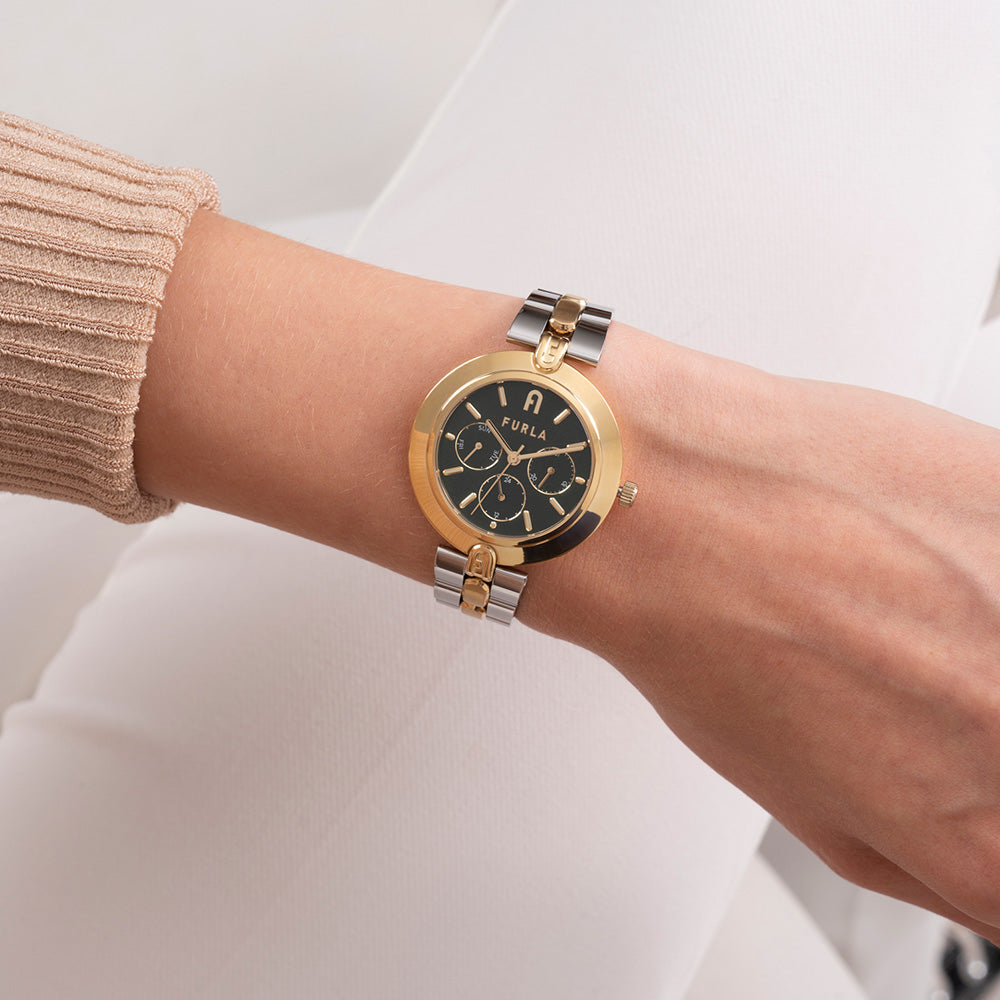 Furla WW00030008L4 Logo Link Two Tone Women's Watch - Stylish & Elegant Timepiece for Everyday Wear, Office & Special Occasions