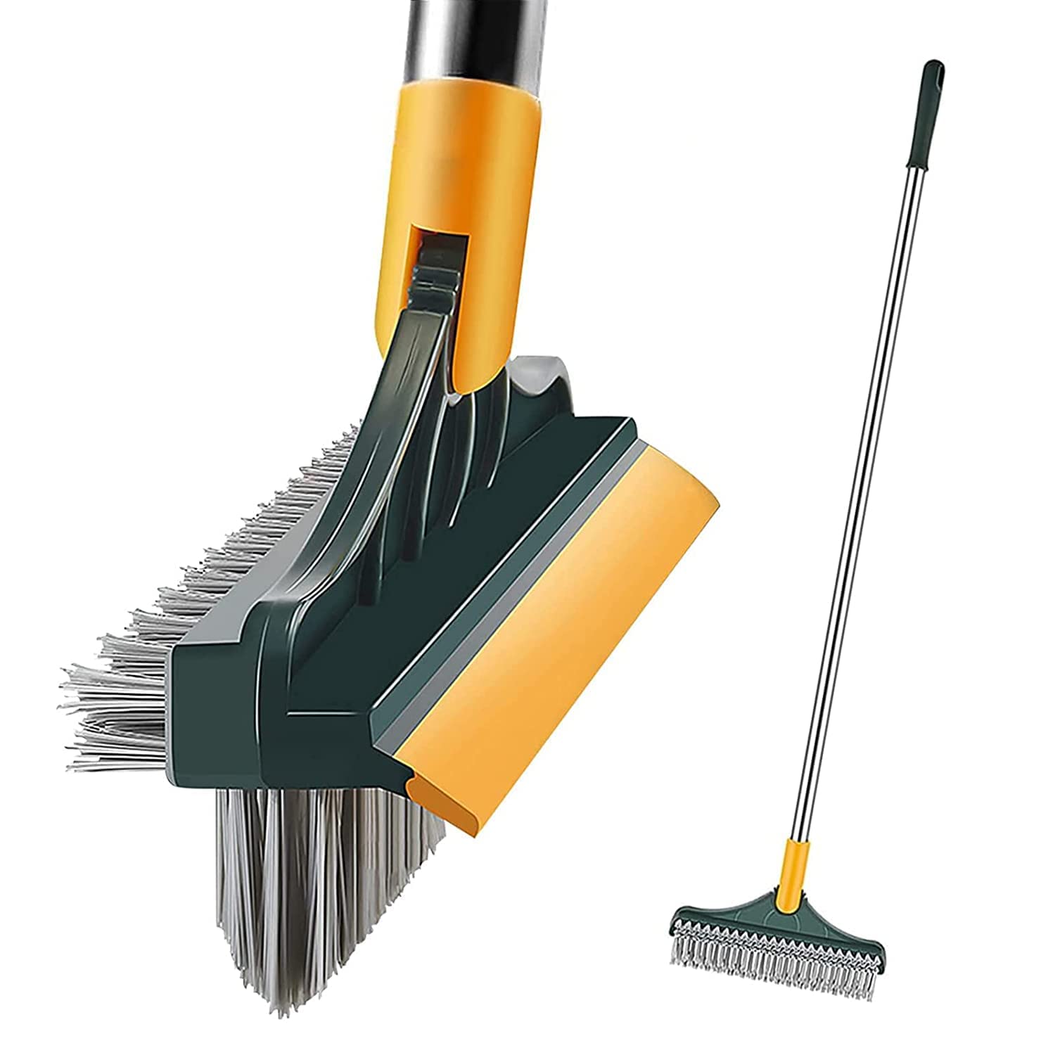 Antson Bathroom Cleaning Brush with Wiper - Long Handle Tile and Floor Scrub Brush for Shower, Bathtub, and Grout Cleaning - Bathroom Floor Cleaner Brush for Tiles, Sinks, and Hard-to-Reach Areas