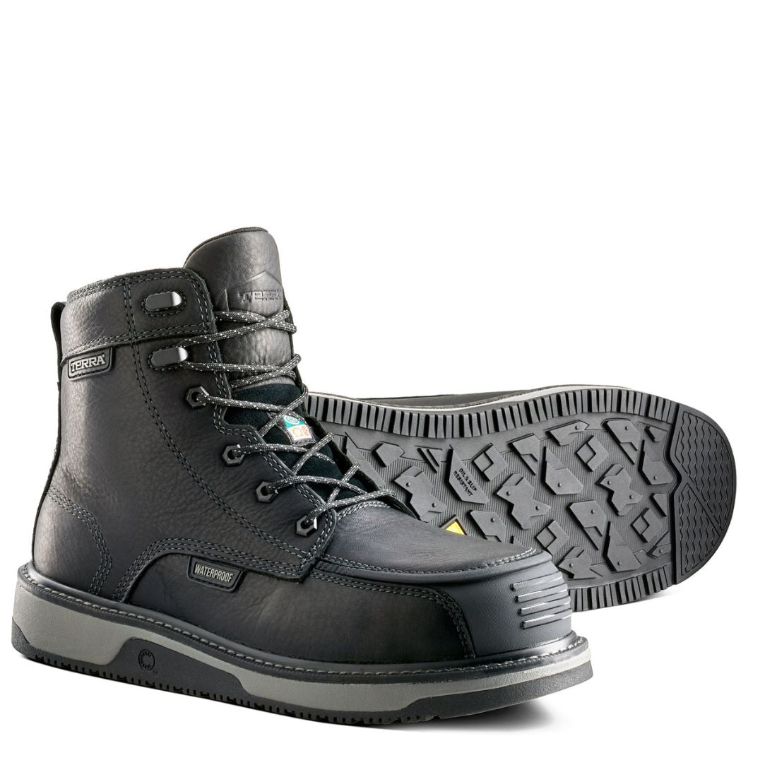 Terra Ironstone Men's 6-Inch Waterproof Composite Toe Work Boot 839GBK - Black | Heavy Duty Safety Shoes for Construction, Oil Rig & Outdoor Work