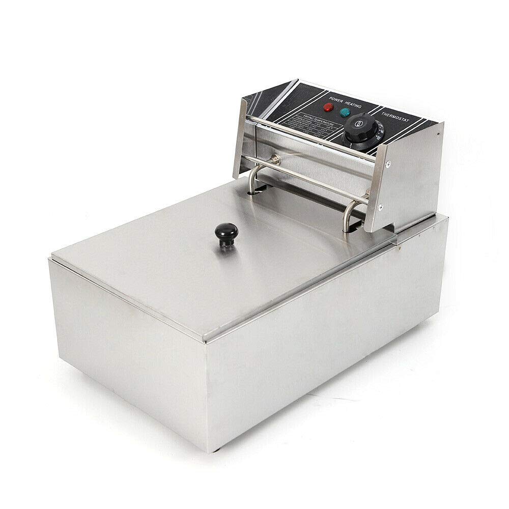 Commercial Deep Fryer 6L 1700W Stainless Steel Electric Countertop Fryer - Perfect for Restaurants, Food Trucks & Home Kitchen Use