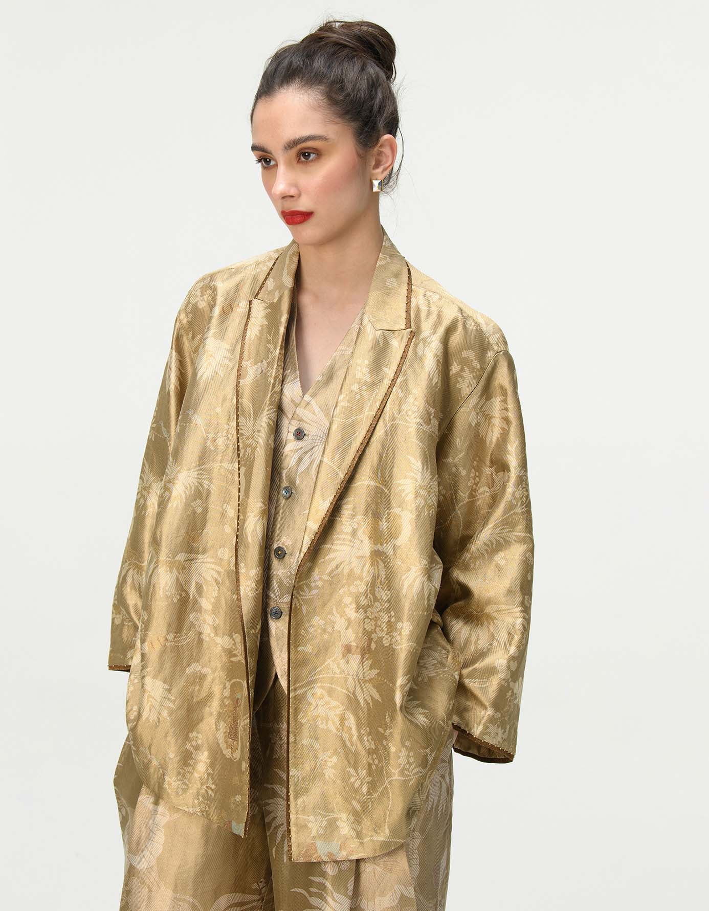 Luxury Silk Brocade Cape Coat in Oyster Grey - Elegant Women's Evening Wrap for Formal Events & Special Occasions