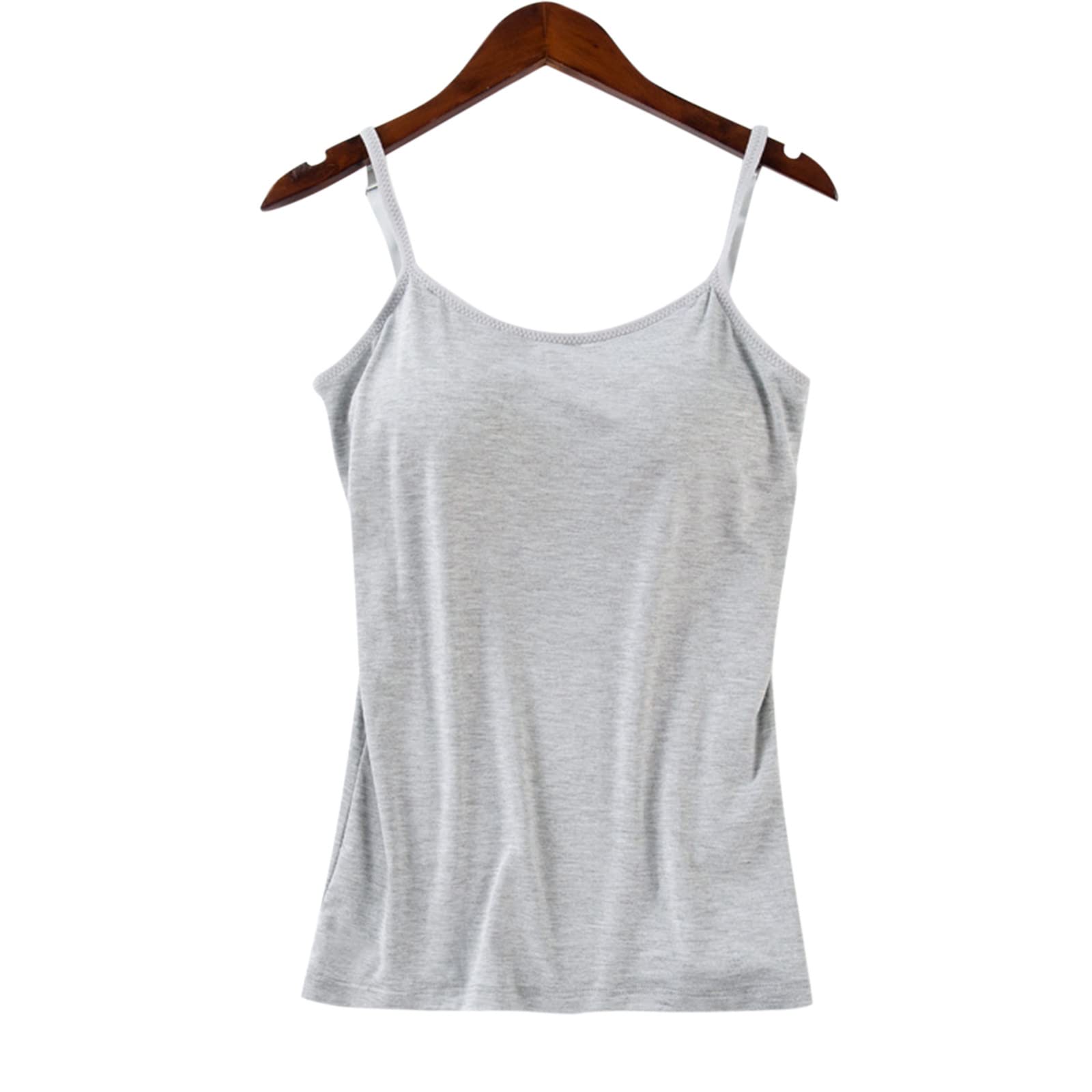 Women's Basic Tank Tops with Built-in Bra - Wide Straps Sleeveless Camisole for Casual Wear - Perfect for Layering, Summer Outfits, and Everyday Comfort (White)