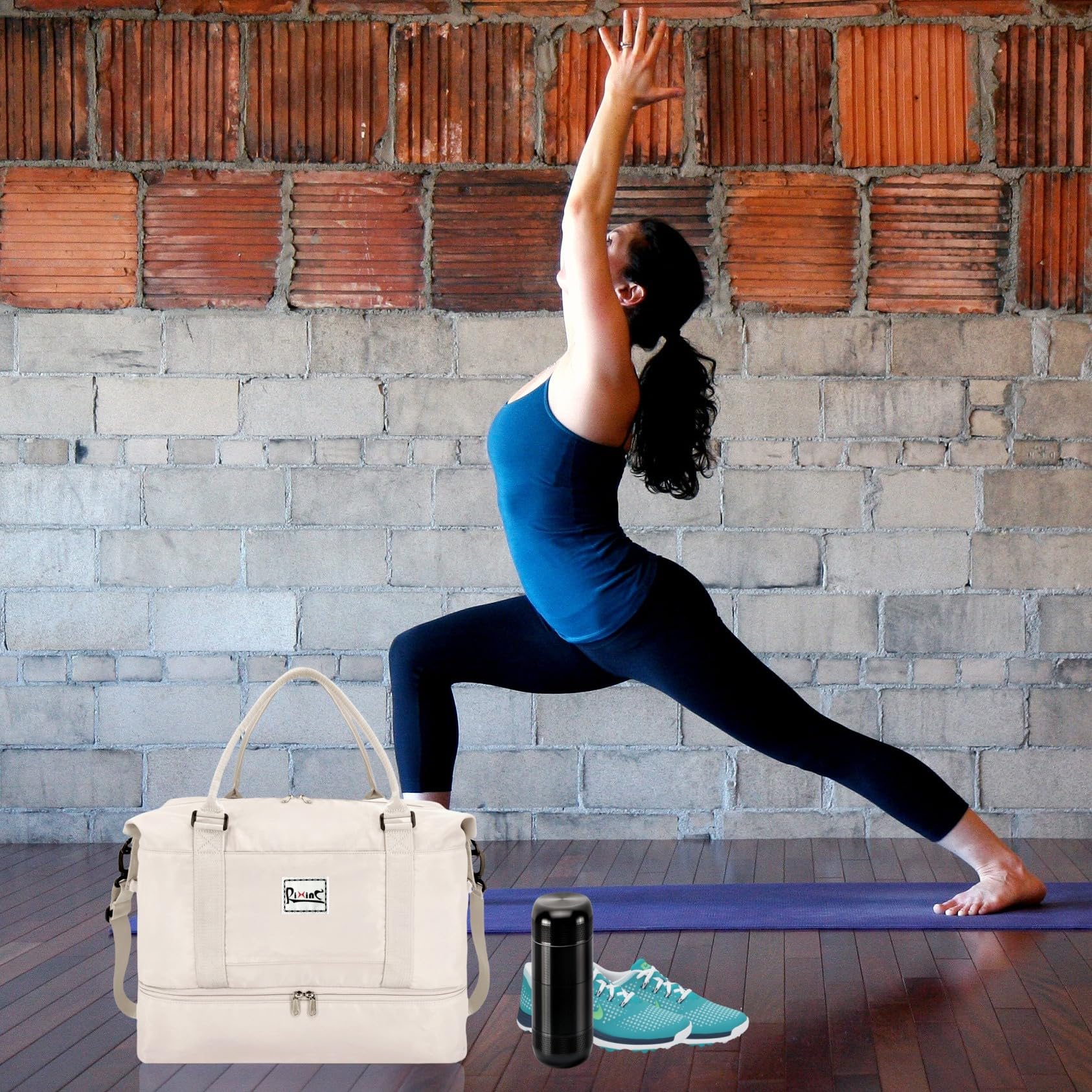 Large Weekender Bags for Women - Travel Duffel Bag with Shoes Compartment & Wet Pocket - Carry On Airplane Approved Gym Tote Overnight Bag (Beige) - Perfect for Weekend Getaways, Gym Workouts & Business Travel
