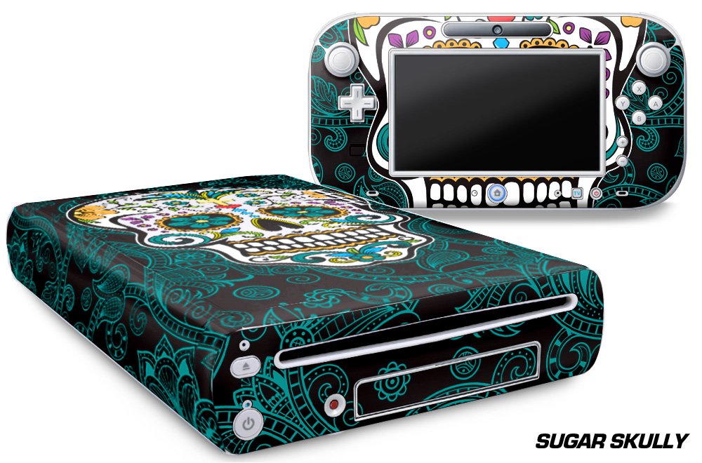 247 Skins Sugar Skully Graphics Kit - Custom Sticker Decal for Nintendo Wii U & Controllers | Protective Vinyl Wrap for Gaming Console & Accessories | Perfect for Gaming Setups, Themed Parties & Collector Displays