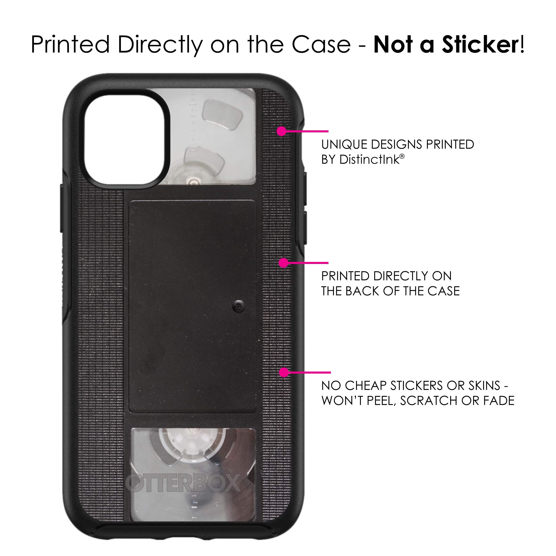 DistinctInk iPhone 11 Pro Case (5.8 Inch) - Slim Protective Cover Compatible with OtterBox Symmetry | Vintage VHS Tape Design | Perfect for Everyday Use & Travel Protection