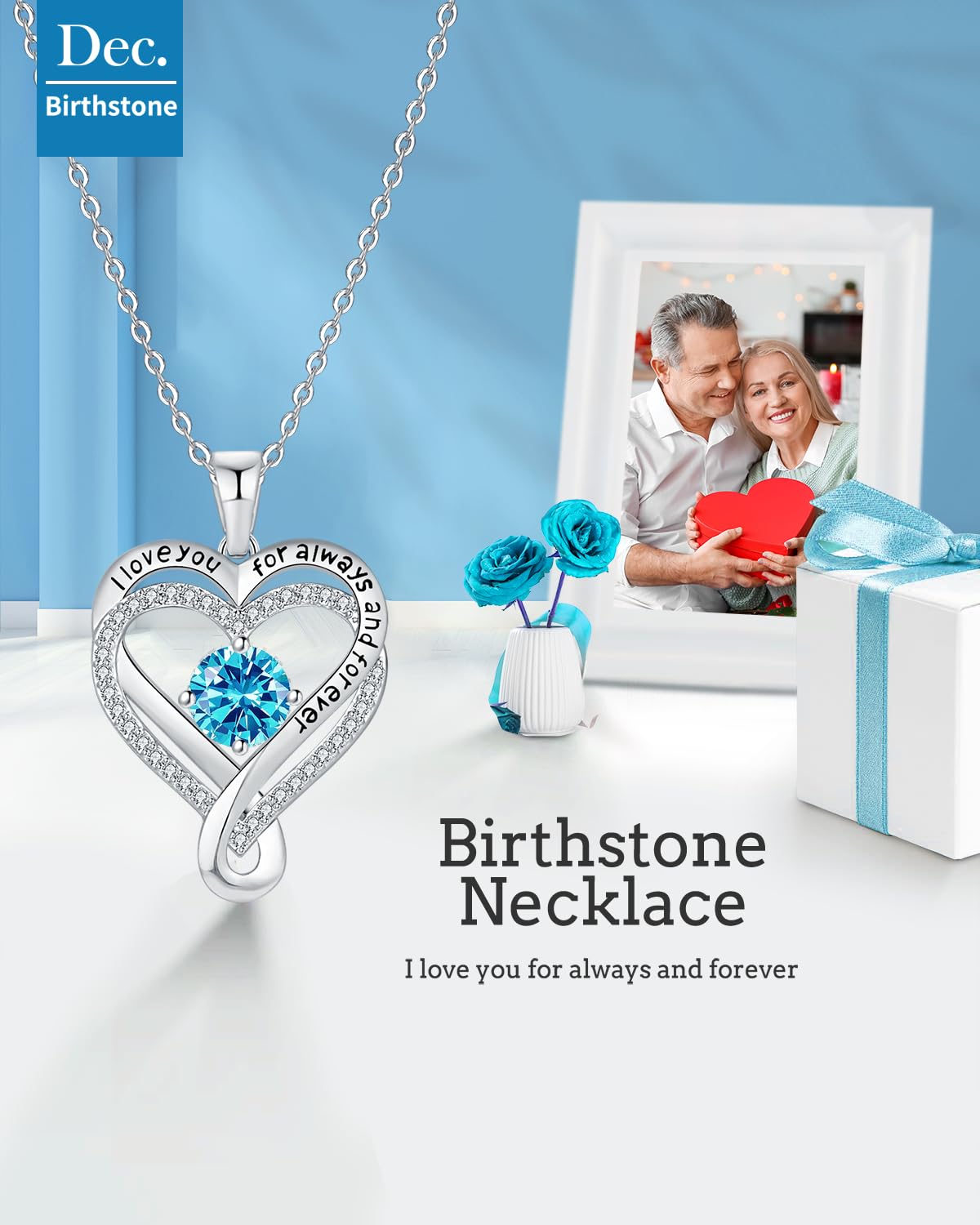Infinity Heart Birthstone Necklace for Women - S925 Sterling Silver I Love You Jewelry, Anniversary & Birthday Gift for Wife, Girlfriend, Mom, Daughter | Perfect for Valentine's Day, Mother's Day & Romantic Occasions