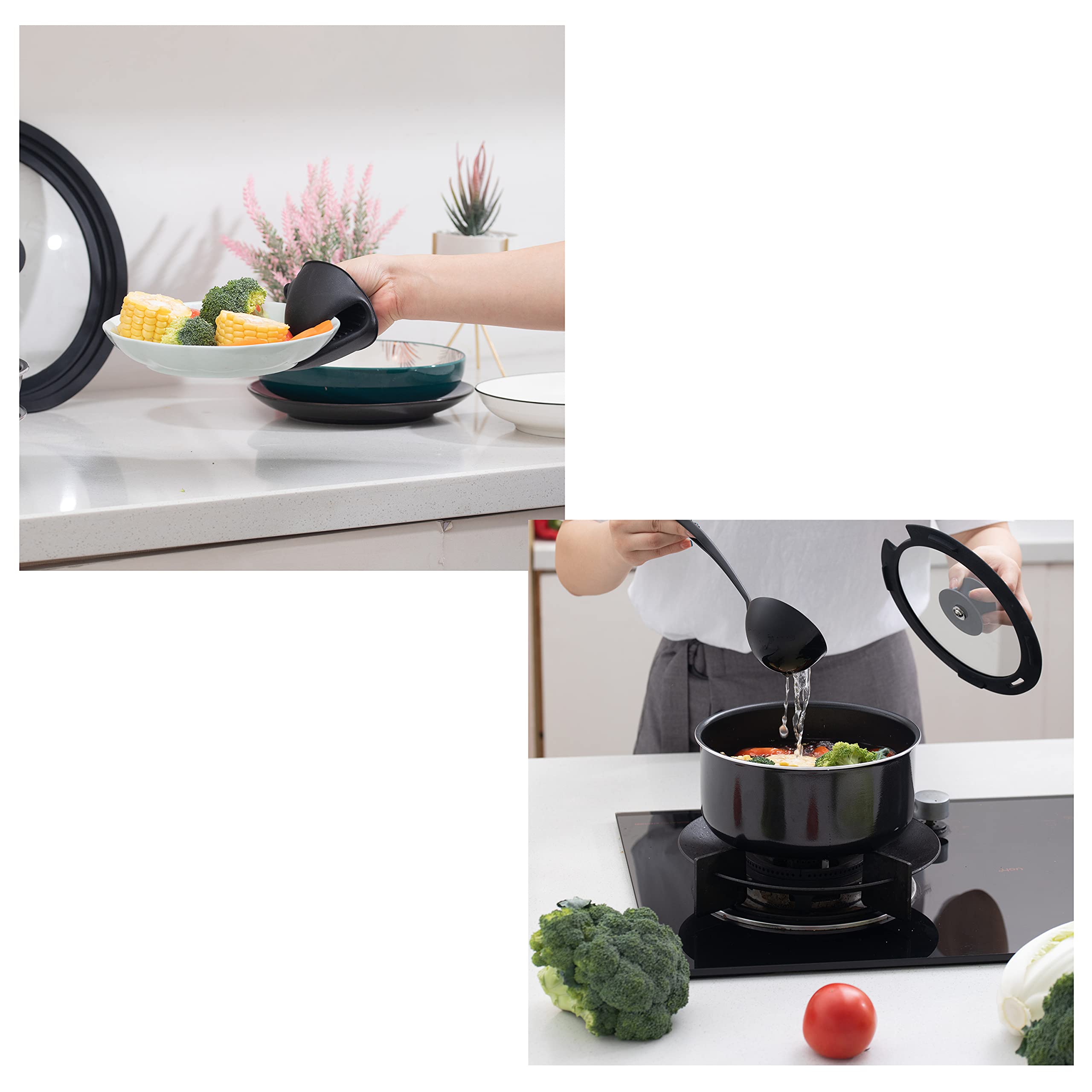 24-Piece Non-Stick Cookware Set with Oil Sprayer - Stackable Pots and Pans with Removable Handles for Space Saving - Compatible with RV, Camping, Oven, Induction, Gas & Electric Stovetops - Dishwasher Safe - Perfect for Small Kitchens, Apartments and Outdoor Cooking