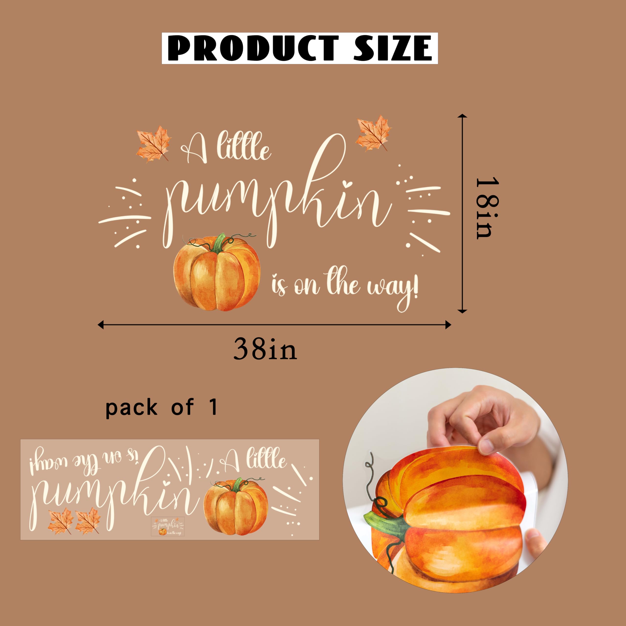 Orange 'A Little Pumpkin is On The Way' Baby Shower Decal Sign - Gender Neutral Nursery Wall Decor for Baby Shower Party, Gender Reveal & Newborn Celebration - Perfect for Fall, Halloween & Thanksgiving Decorations