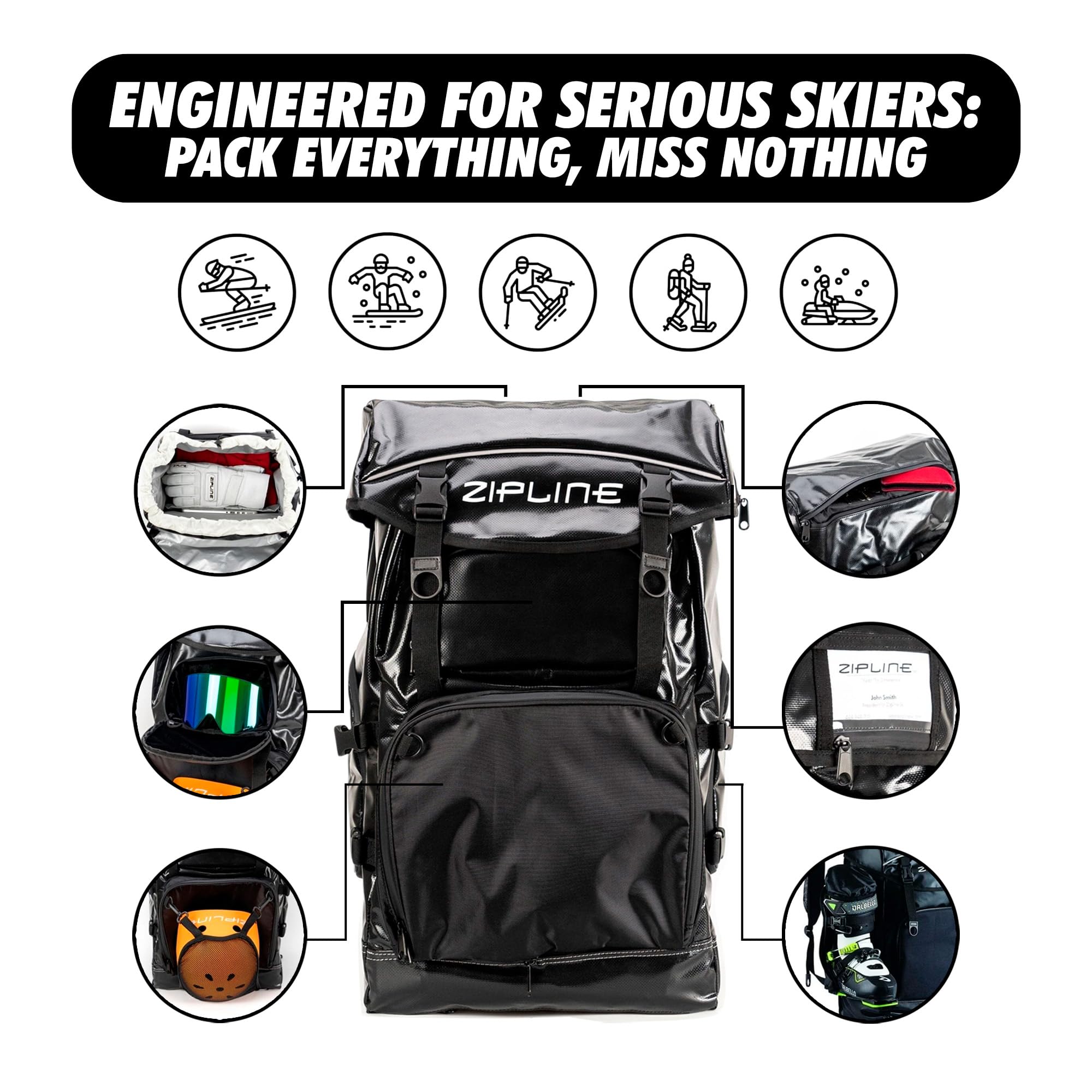 **Zipline World Cup Ski Boot Backpack – Professional Snowboard Gear Bag for Air Travel – Waterproof Ski & Snowboard Accessories Storage – Ideal for Olympians & Athletes – Perfect for Ski Trips, Snowboarding & Winter Travel**