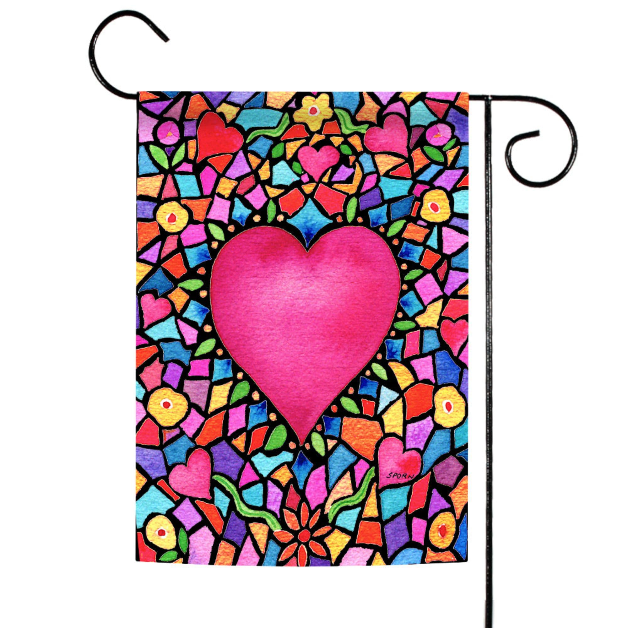 Toland Home Garden 1110785 Double Sided Valentine's Day Garden Flag - 12x18 Inch Kaleidoscope Heart Outdoor Yard Decoration for House, Porch & Lawn - Perfect for Valentine's Day, Anniversaries & Romantic Home Decor