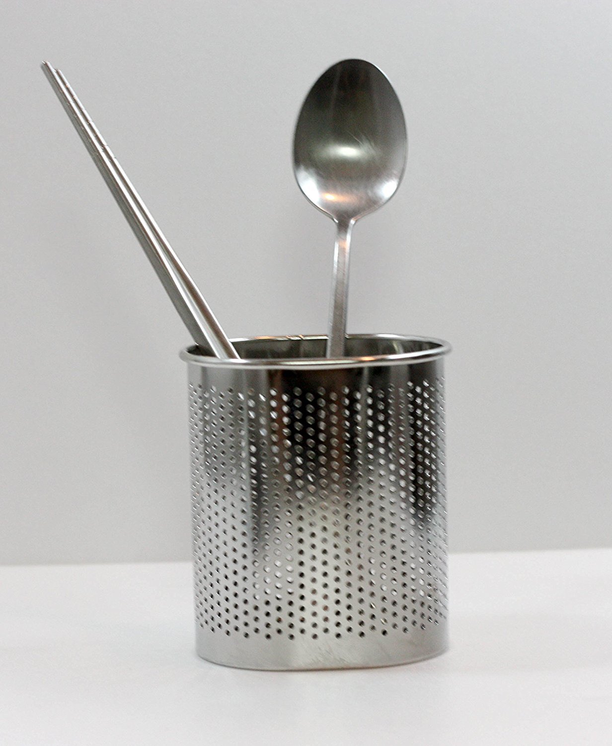 Stainless Steel Cutlery Utensil Holder - Small Oval Chopsticks Organizer for Kitchen, Dishwasher Safe | Perfect for Dining Table, Countertop & Restaurant Use