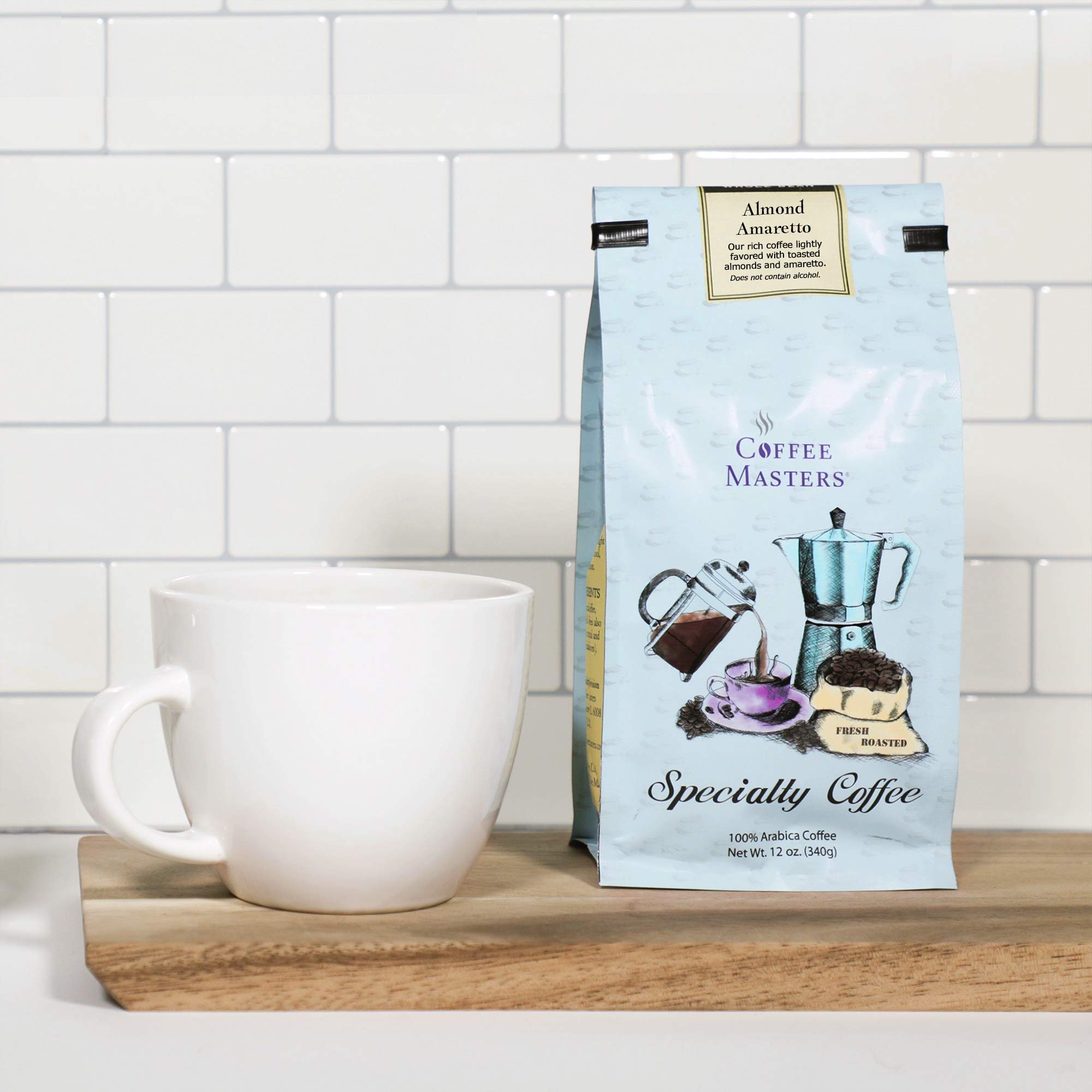 Almond Amaretto Flavored Whole Bean Coffee - 12-Ounce Bags (Pack of 4) | Premium Gourmet Coffee for Home Brewing, Office Use & Gift Giving