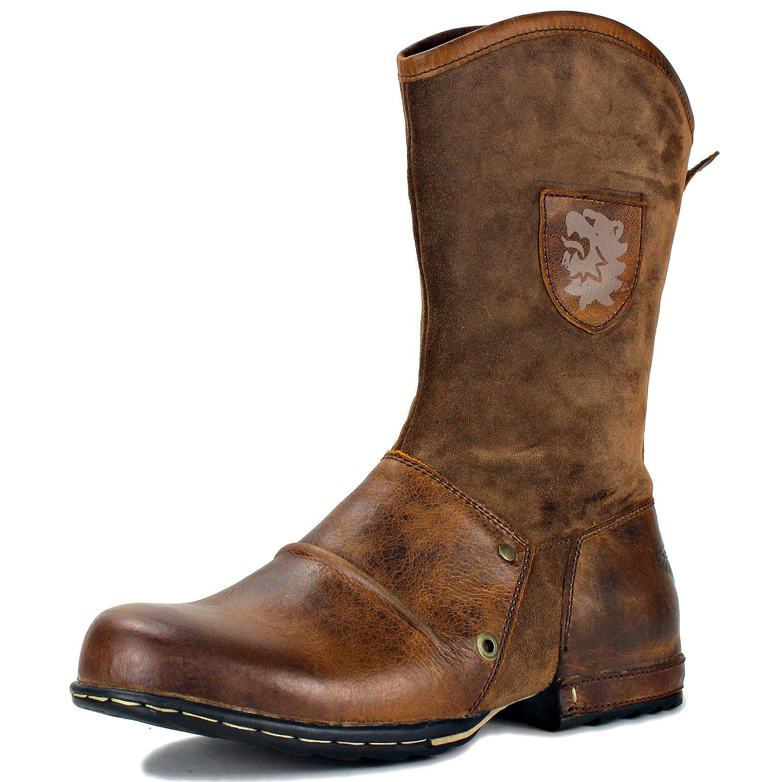 COWSDELLA Women's Western Cowboy Boots - Genuine Leather Fashion Cowgirl Boots with Side Zipper, Mid Calf Hiking Shoes (WD-5008-1-H1, Brown) - Perfect for Country Dancing, Rodeo Events & Outdoor Adventures