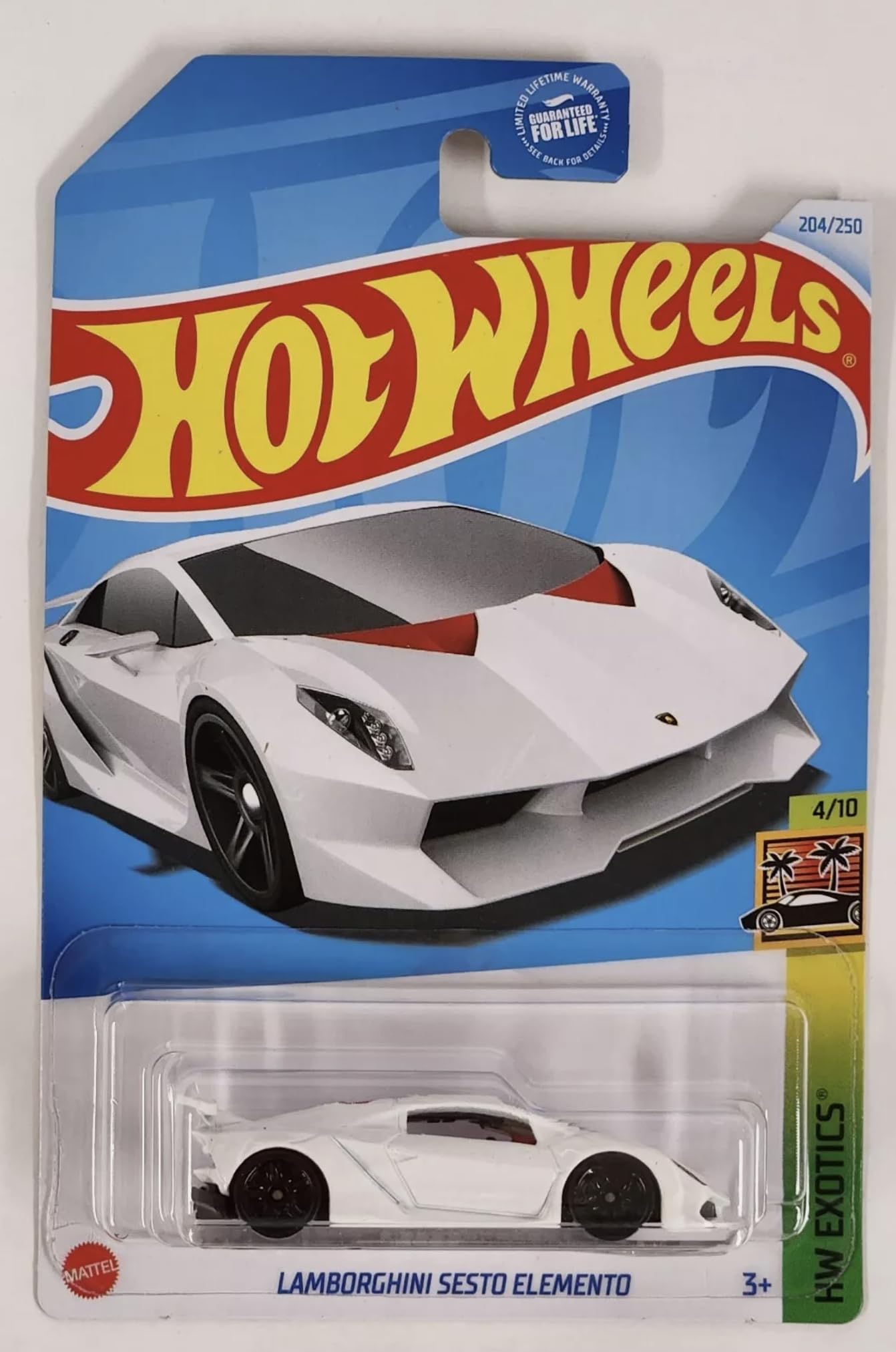 Hot Wheels Lamborghini Sesto Elemento Diecast Car 1:64 Scale - Limited Edition 204/250 in White - Collectible Model for Display, Racing Play & Gift Giving
