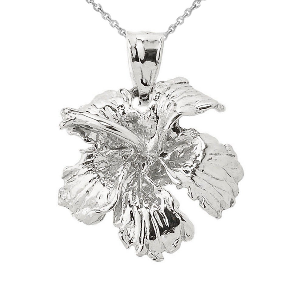 Sterling Silver Hibiscus Pendant Necklace for Beach & Summer Style