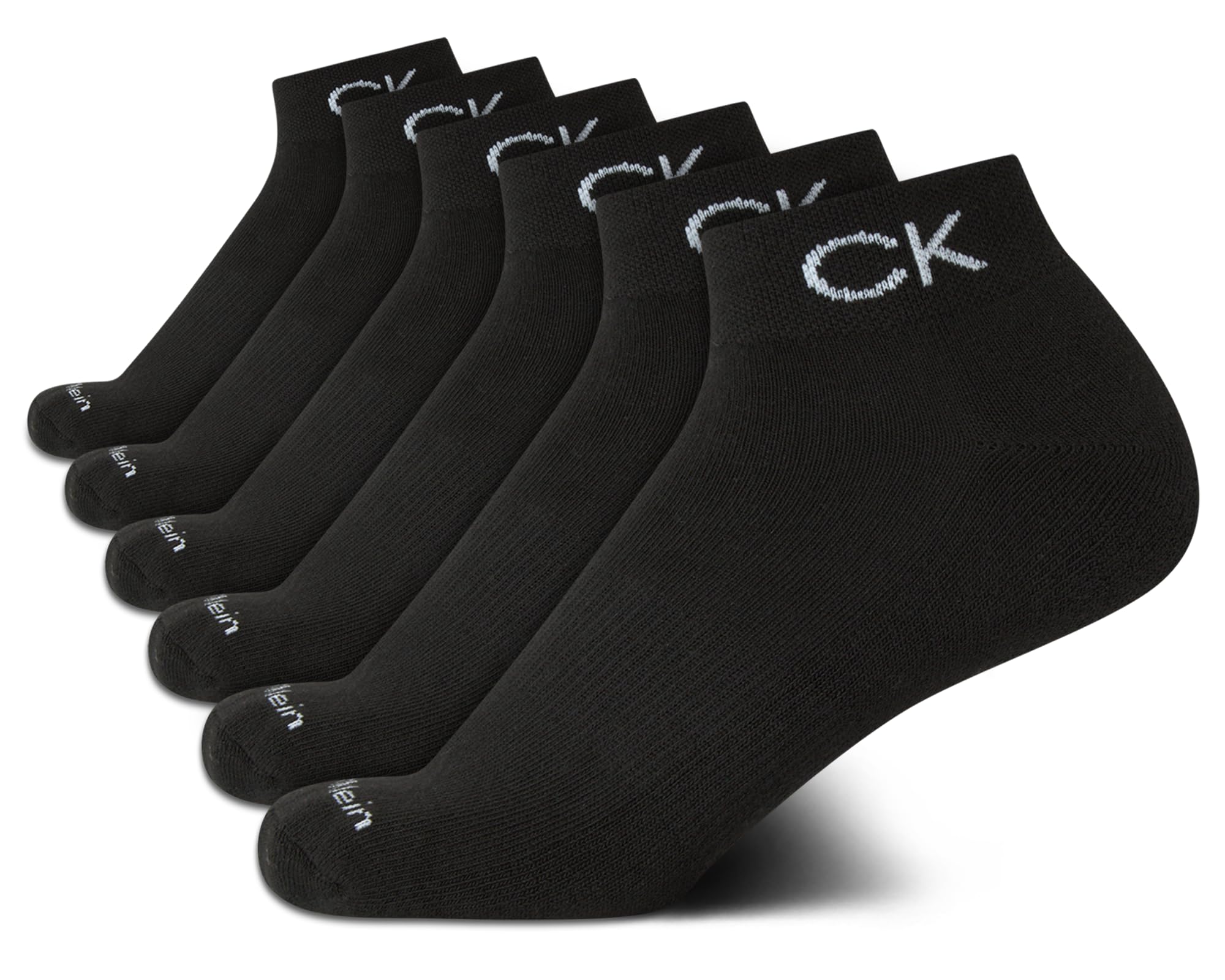 Calvin Klein Girls' Quarter Socks 6-Pack - Stretch Performance Cushioned Athletic Ankle Socks with Arch Support for Running, Sports & Everyday Comfort
