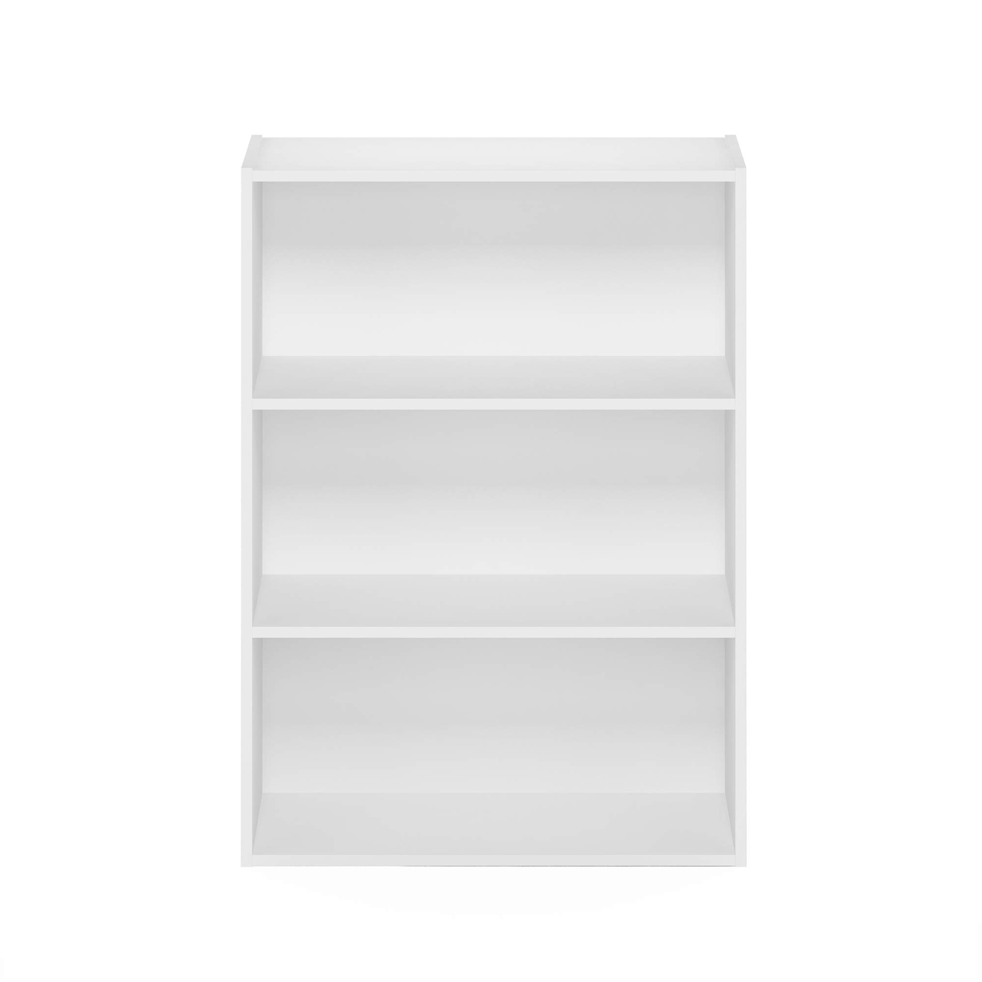 Furinno Pasir 3-Tier Open Shelf Bookcase, White - Modern Storage Solution for Books, Toys & Home Decor | Perfect for Living Room, Bedroom or Office Organization