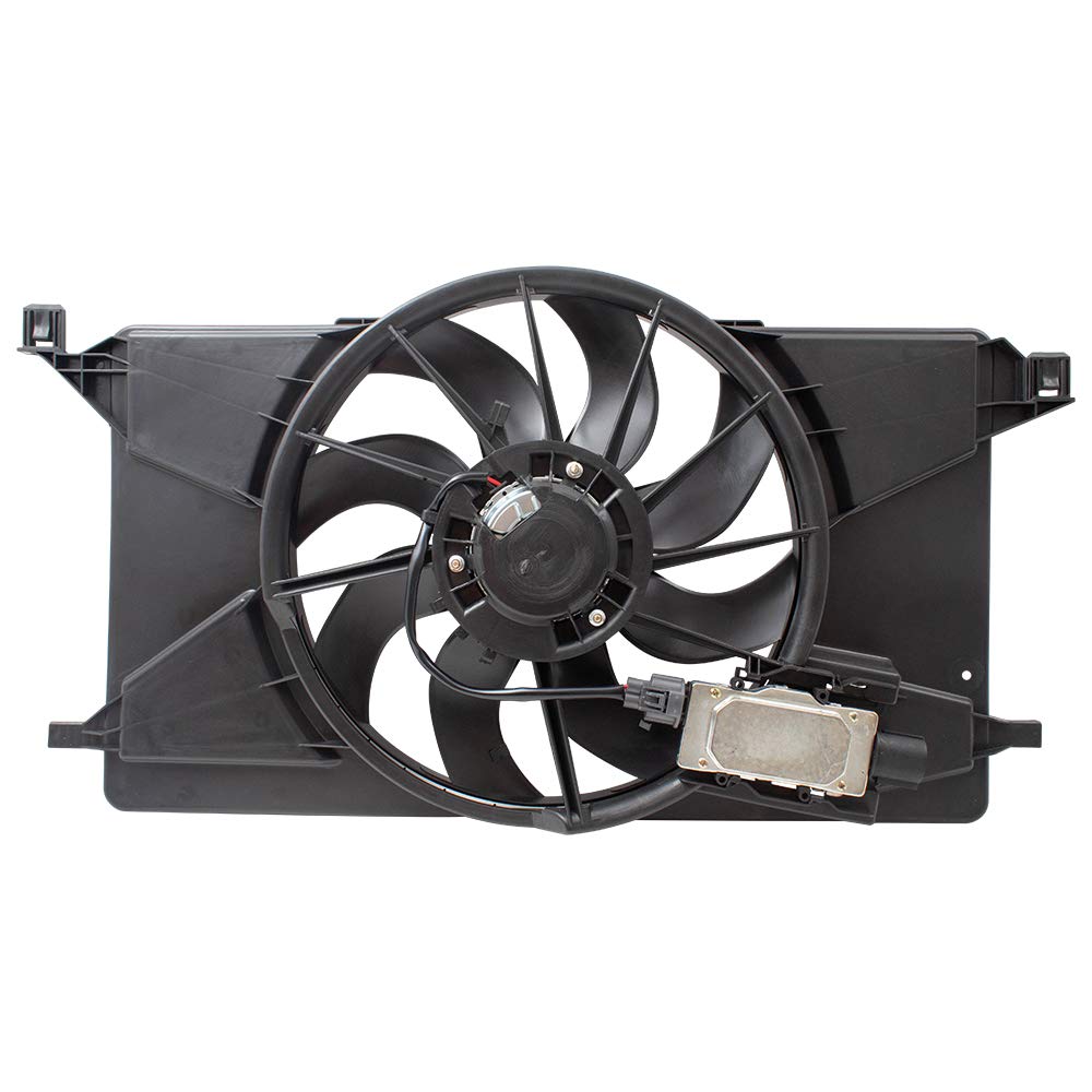 Brock Replacement Radiator Cooling Fan Assembly with Control Module for 2012-2018 Ford Focus 2.0L & Focus Electric - Replaces CV6Z8C607R BV6Z8C607K - Perfect for Engine Overheating Prevention and Cooling System Repair