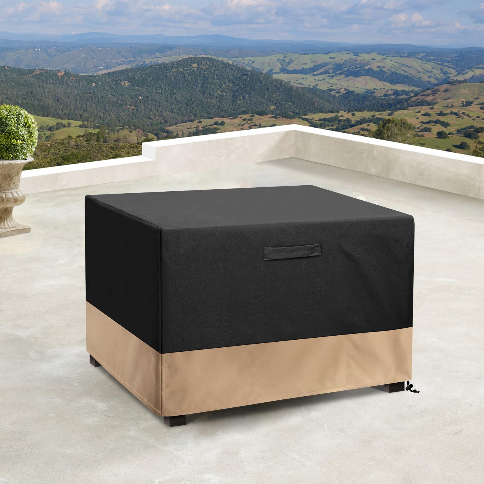 Stanbroil 42-Inch Square Fire Pit Cover - Waterproof Outdoor Fire Pit Table Cover, Fire Bowl & Patio Furniture Protector - Heavy Duty Black Weatherproof Cover for Backyard, Deck & Garden Use