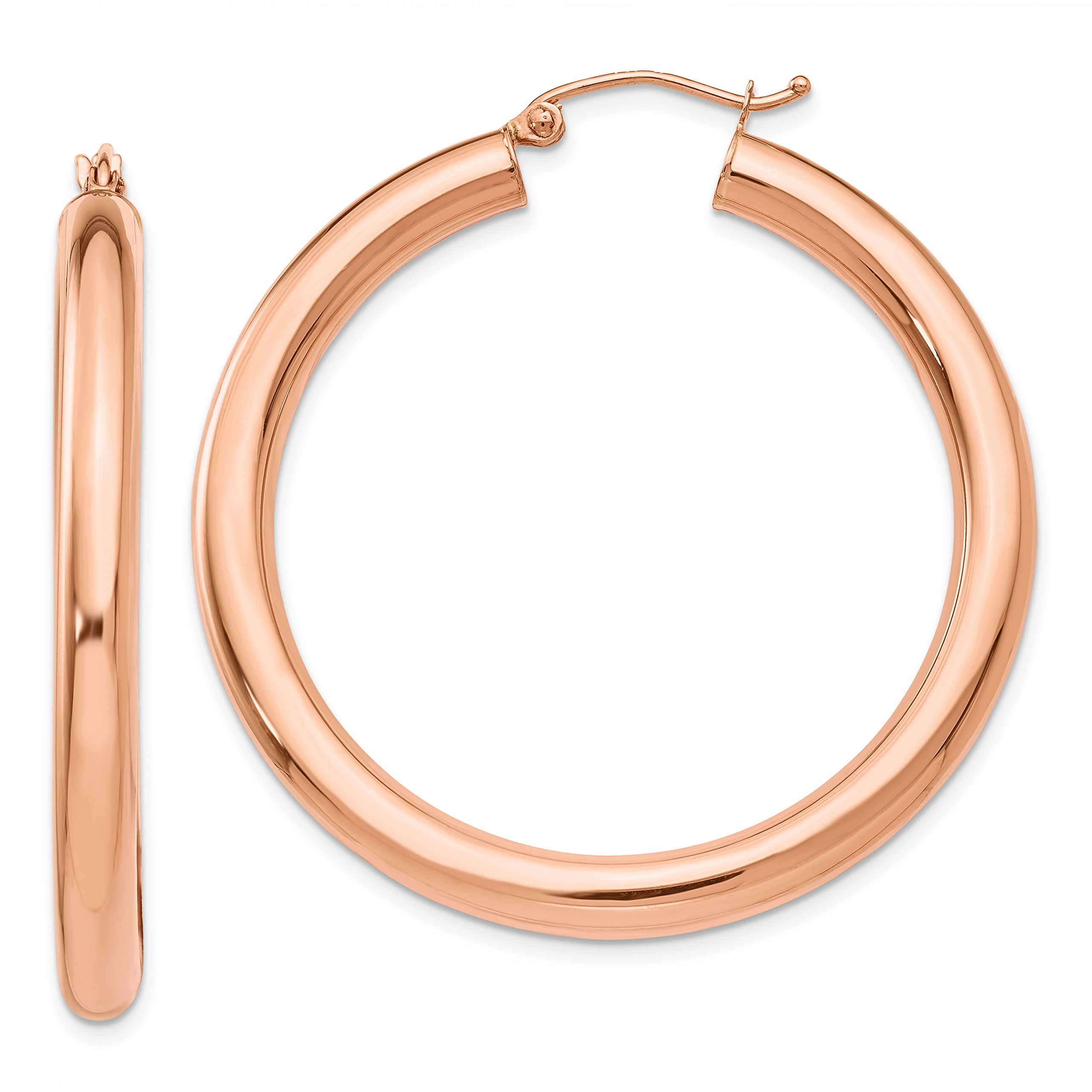 14K Rose Gold 4mm Classic Tube Hoop Earrings for Women - Minimalist Everyday Jewelry, Perfect for Work, Date Night & Gifting