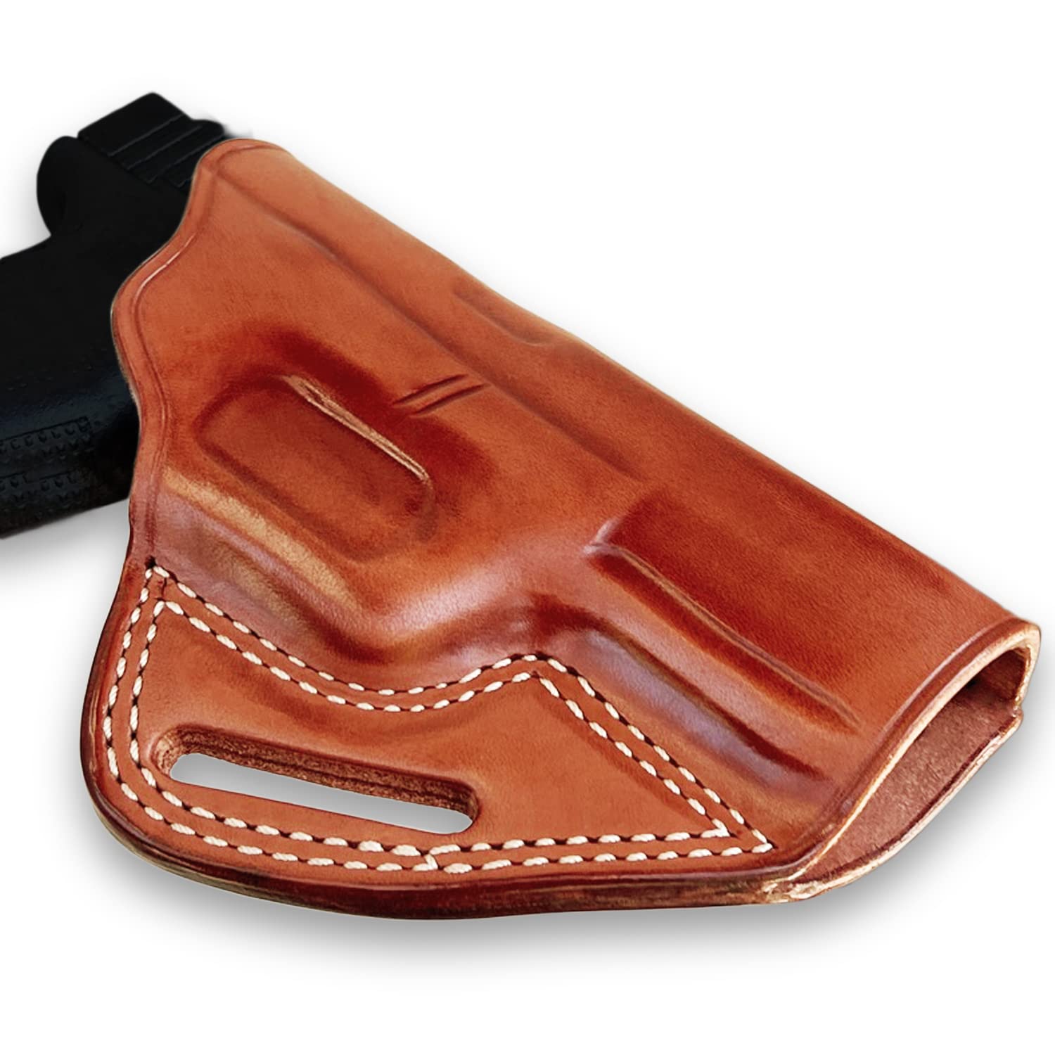 Premium Leather Pancake OWB Belt Holster Open Top - Fits Glock 17/22/31 Gen1/2 - Right Hand Draw - Brown Color #1013 - Perfect for Concealed Carry, Range Training & Outdoor Activities