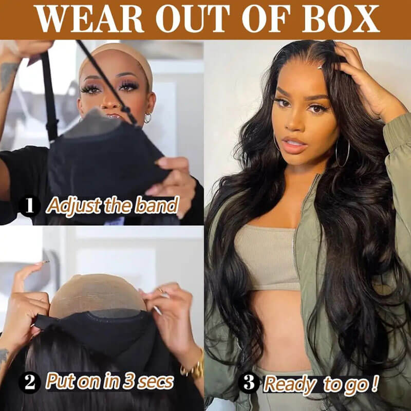 Eullair Wear Go Glueless Wig - Body Wave 6x4 5x5 Lace Wig with Pre Cut Lace & Pre Plucked Hairline - Beginner Friendly 3D Elastic Dome Cap - Perfect for Daily Wear, Cosplay, and Special Occasions