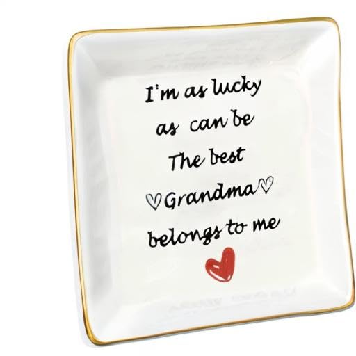 JoycuFF Elegant Jewelry Dish Tray - Perfect Birthday, Mother's Day & Christmas Gift for Grandma, Nana & Women - Great for Organizing Rings, Earrings & Trinkets on Dresser, Nightstand or Bathroom Vanity