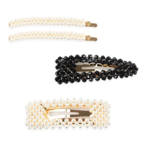 Pearl & Crystal Hair Set - Black