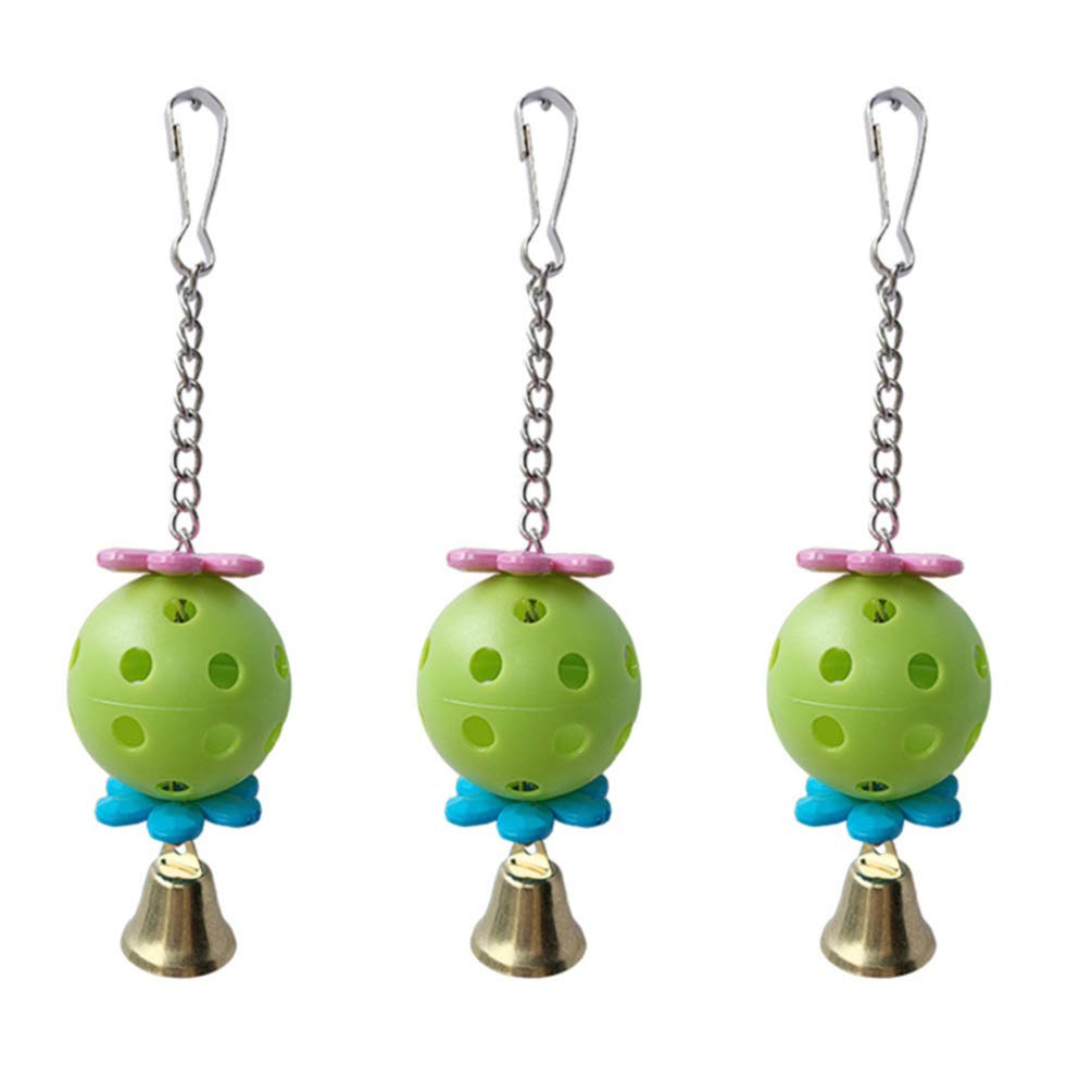 Balacoo 3-Piece Parrot Toy Bell Set - Colorful Bird Cage Accessories, Chewing & Pecking Toys for Parakeets, Cockatiels, Lovebirds - Perfect for Playtime, Training & Mental Stimulation (Great for Cages, Play Gyms & Enrichment Activities)