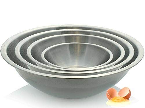 Tiger Chef Stainless Steel Mixing Bowls Set - 13, 16, 20 & 30 Quart Mirror Finish Large Kitchen Bowls for Baking, Cooking, Mixing & Food Prep - Perfect for Restaurants, Bakeries & Home Chefs