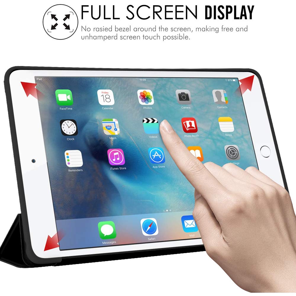 JOYLAND Floral iPad Case Cover for iPad 8th/9th Generation (10.2-inch 2020/2021) - Black with Red Poppy Design, Shockproof & Anti-Scratch, Lightweight Smart Trifold Stand, Soft TPU Protective Case - Perfect for Work, School, Travel & Home Use