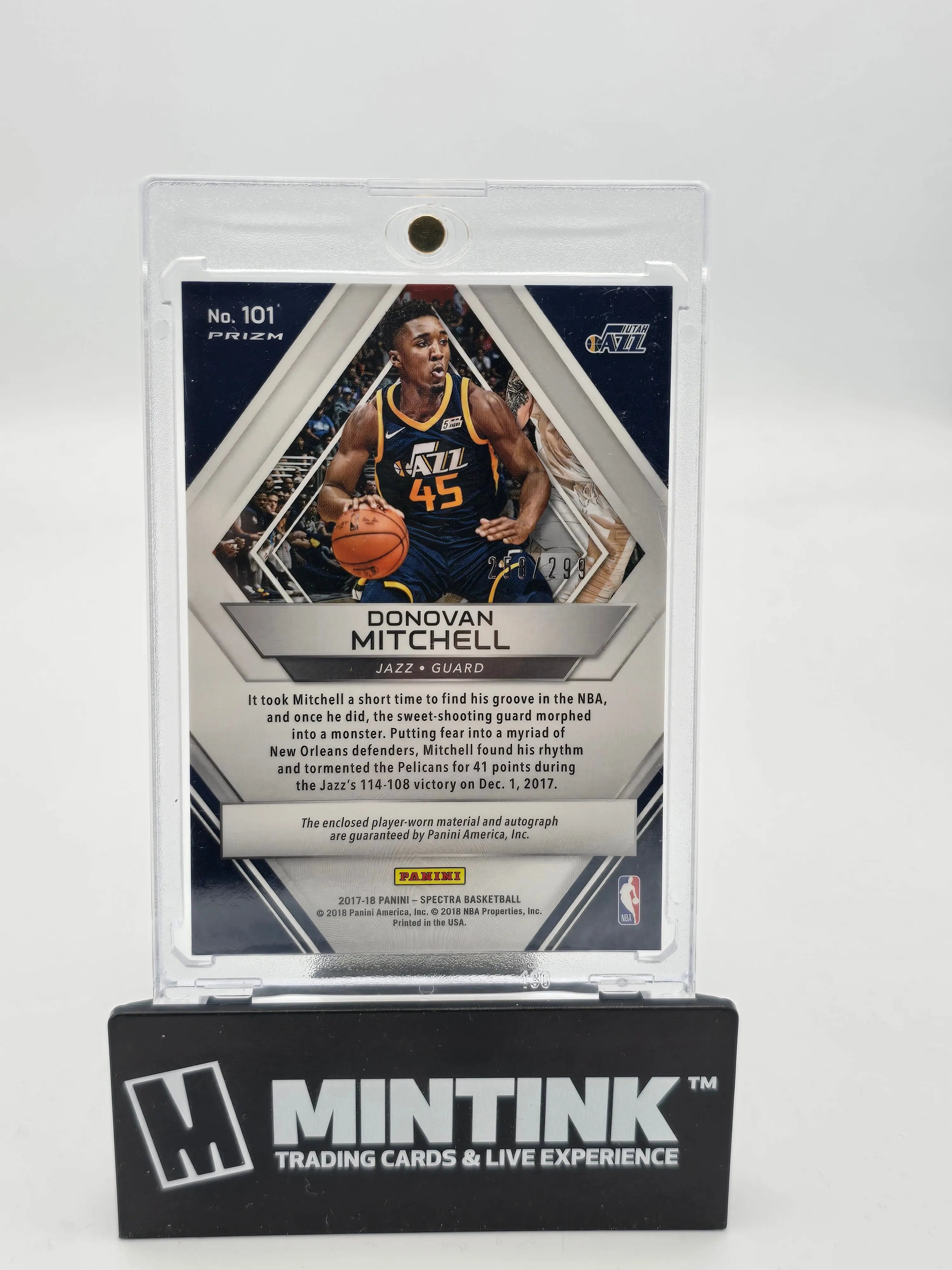 2017-18 Panini Spectra Donovan Mitchell Rookie Patch Auto Card /299 - NBA Collectible for Basketball Fans & Memorabilia Enthusiasts