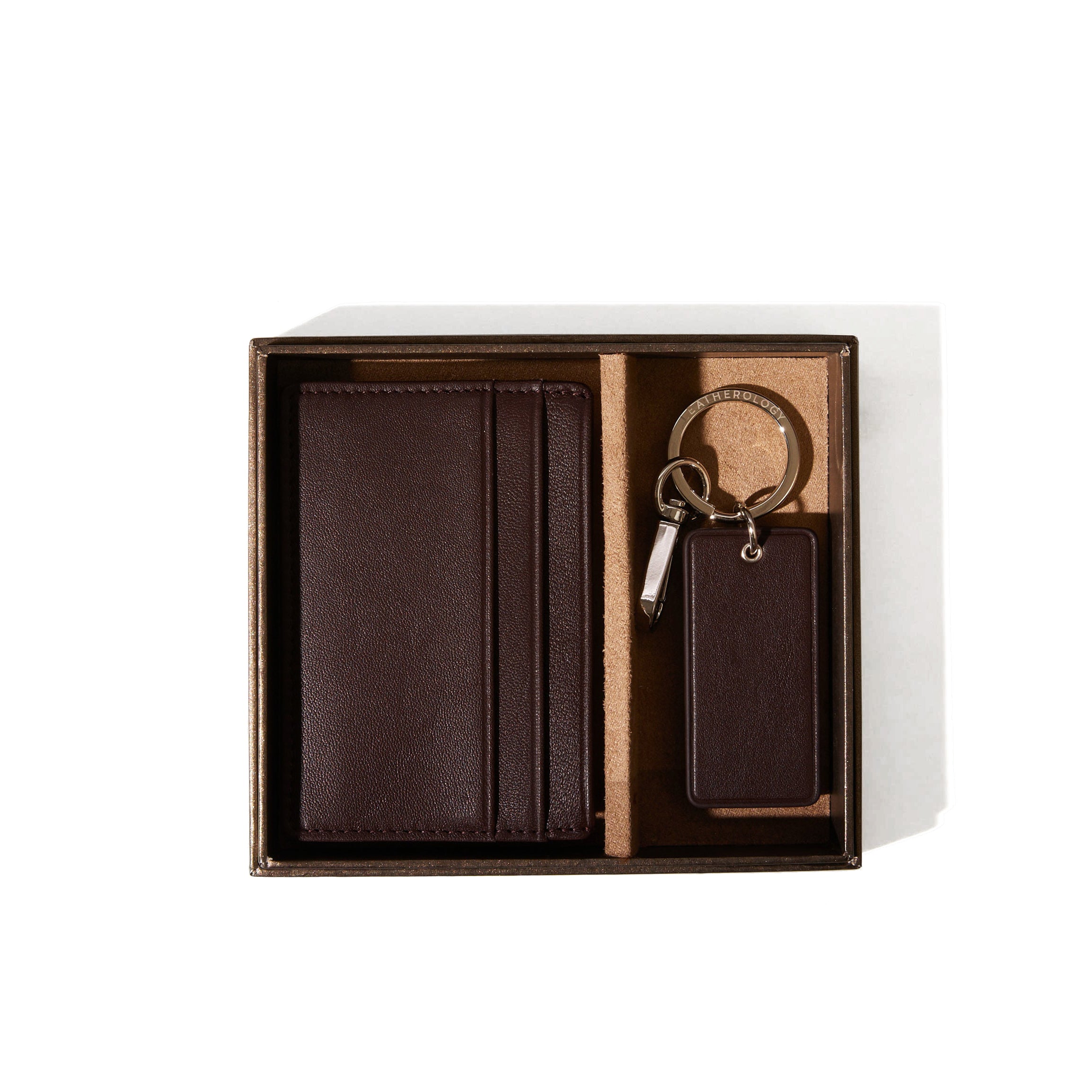 Leather Card & Key Holder Gift Set for Men - Premium Brown RFID Blocking Wallet with Keychain - Perfect for Travel, Business & Everyday Use