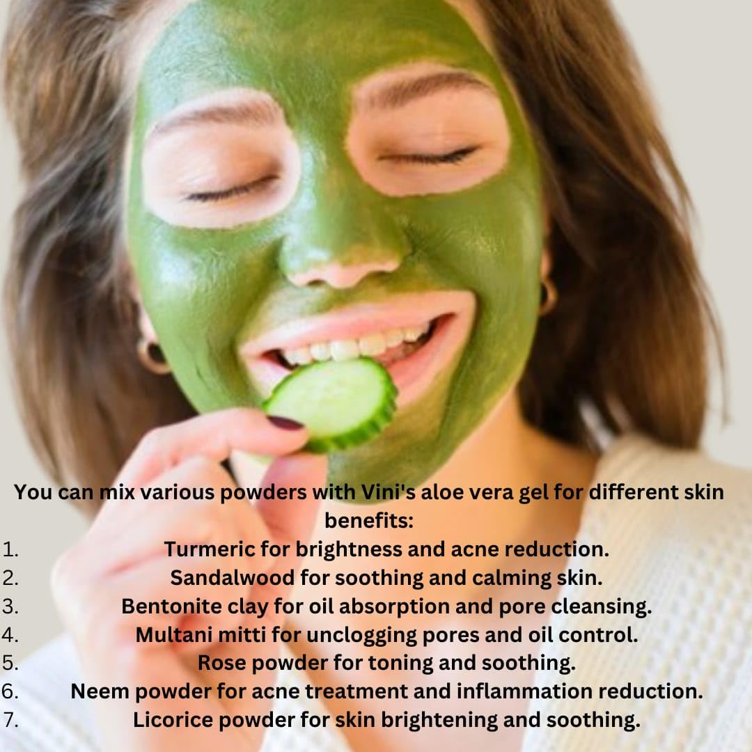 Vini's Pure Aloe Vera Gel for Skin, Face & Hair Care - 200ml | Natural Moisturizer, Sunburn Relief & Hair Mask | Paraben-Free, Silicone-Free Skincare | Perfect for Daily Hydration, After Sun Care & Scalp Treatment