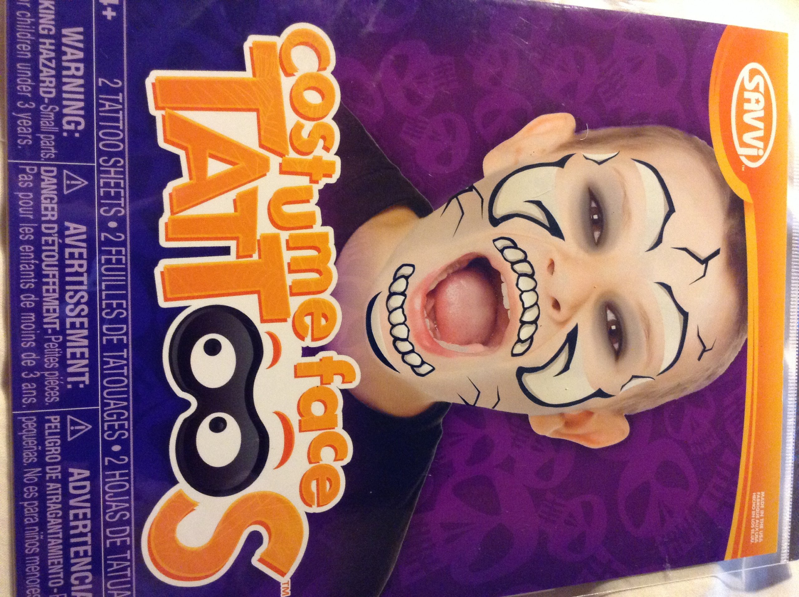Skull Face Tattoos for Halloween & Cosplay - Premium Costume Temporary Tattoos by Savvi - Perfect for Parties, Costume Events & Horror Makeup Looks