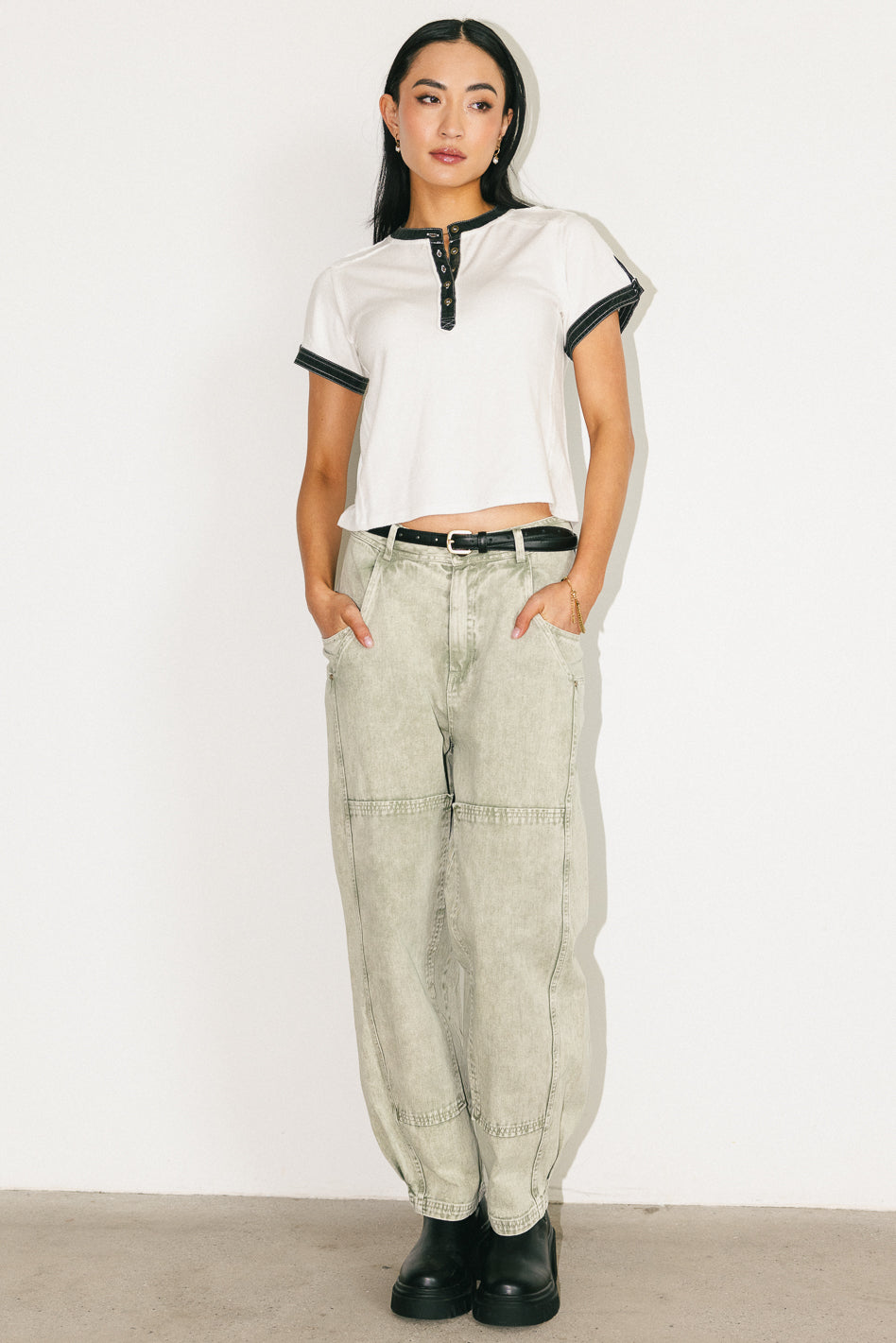 Angela Barrel Jeans for Women - Olive Green High Waist Wide Leg Denim Pants | Comfortable & Stylish for Casual Outings, Work, and Date Nights