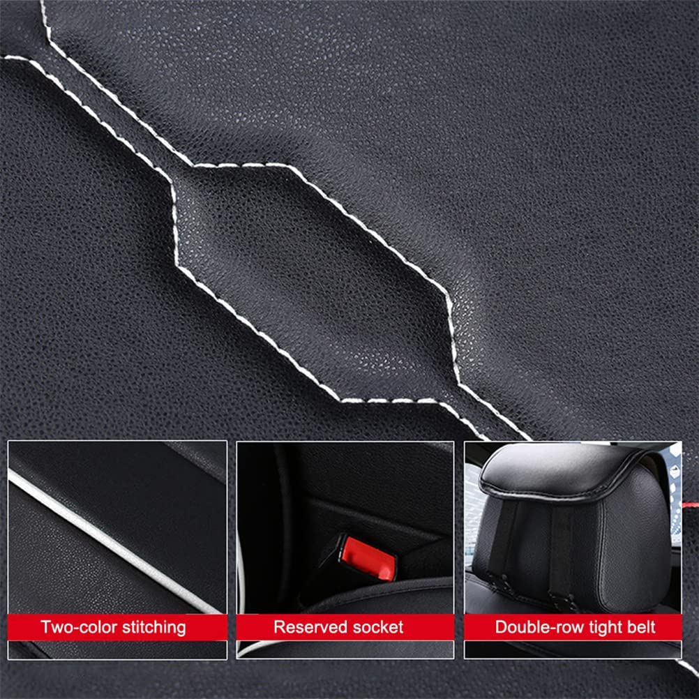 Premium Front & Rear Seat Covers for Ford Crown Victoria - Luxury PU Leather, Breathable & Comfortable (Black & White) - Perfect for Daily Commute, Road Trips & Car Protection