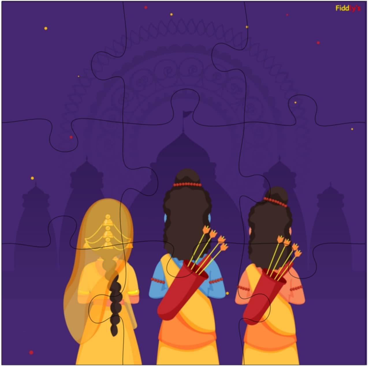 Fiddlys Wooden Jigsaw Puzzles for Kids Ages 3+ - 9 Piece Educational Puzzle Set (Pack of 4) - Perfect for Diwali Gifts, Birthday Presents & Early Learning Activities