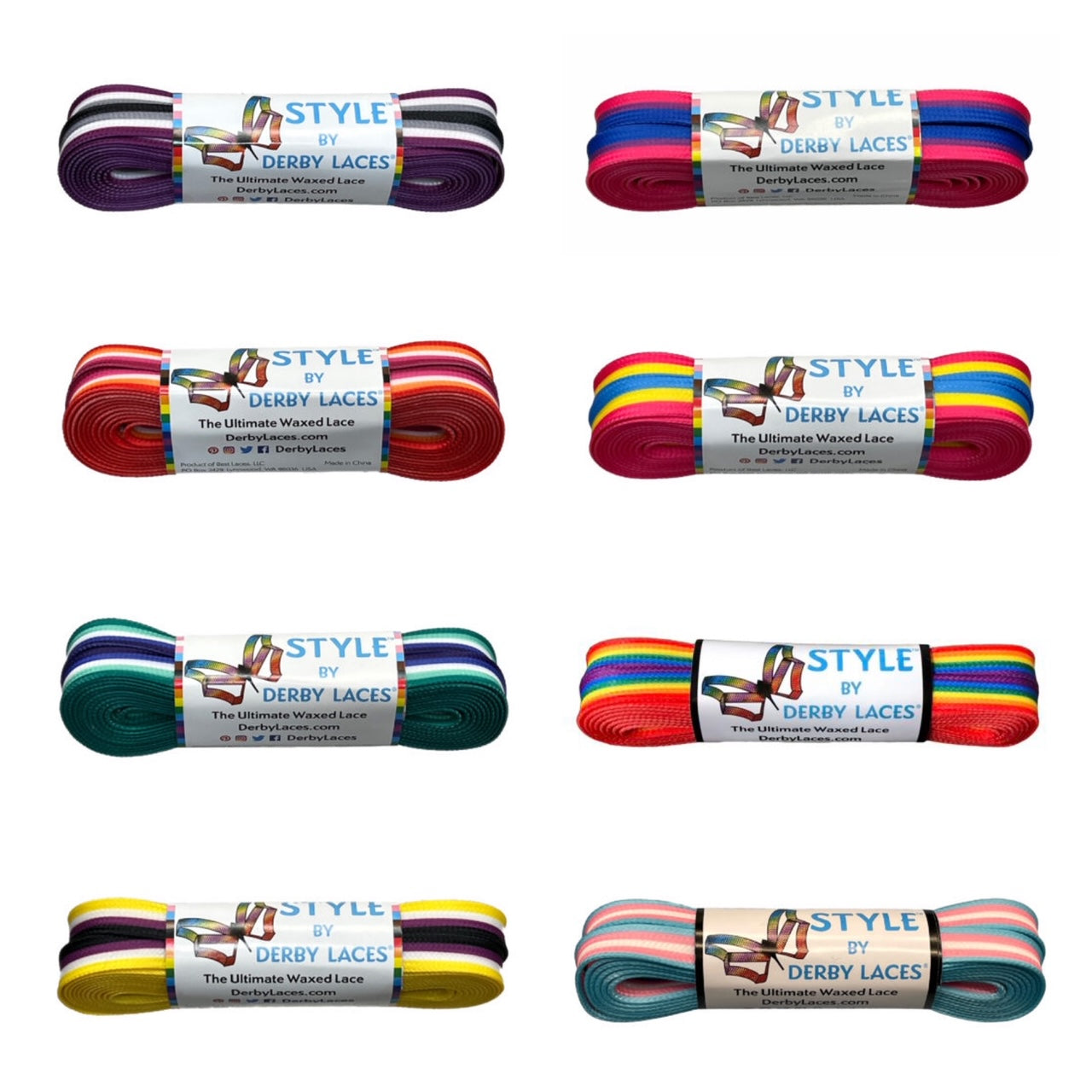 Derby Laces Pride Style 84 (84in/213cm) - Colorful Shoelaces for Dress Shoes, Boots & Oxfords - Perfect for Pride Events, Costumes & Fashion Statements