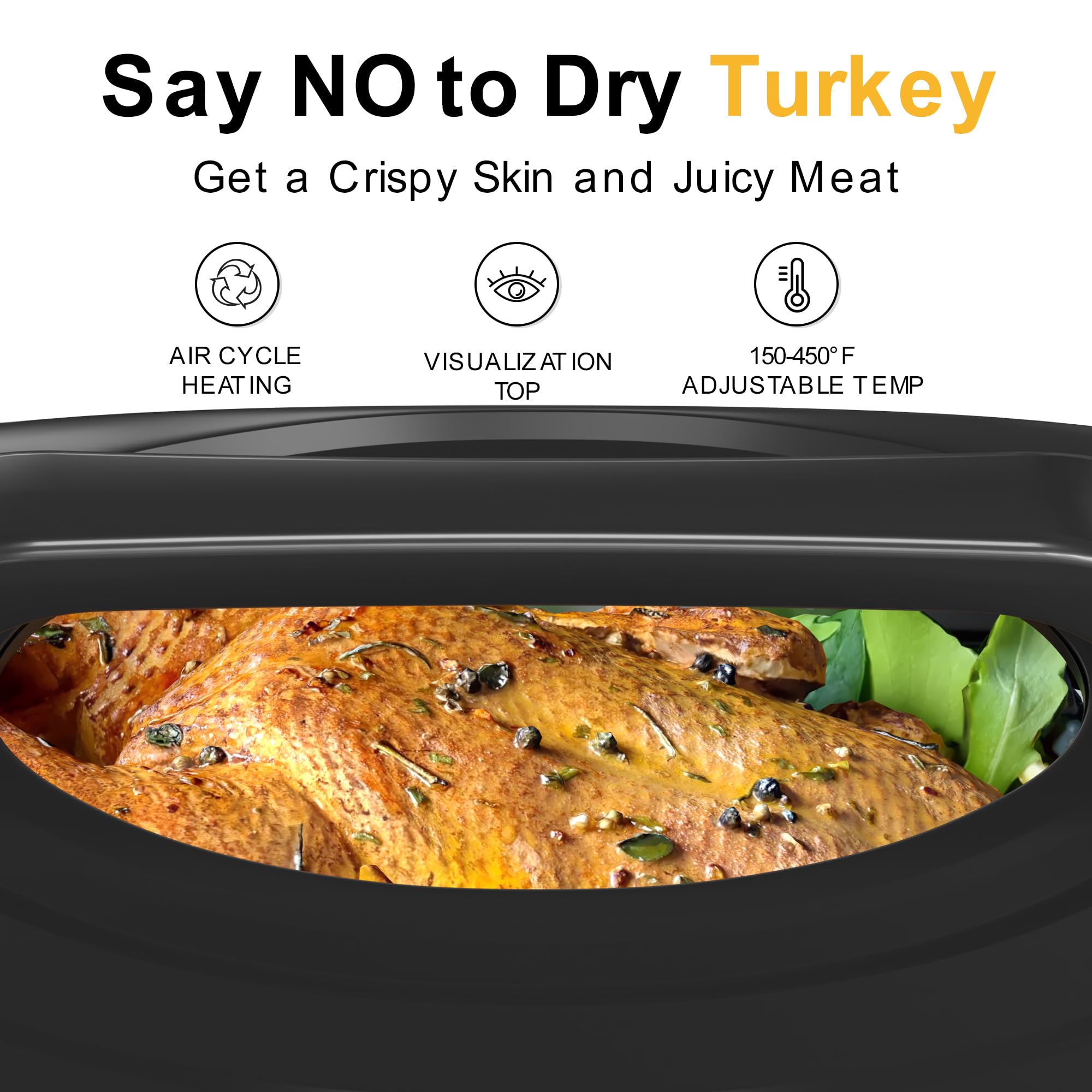 Sunvivi 26-Quart Electric Roaster Oven with Viewing Window - 30lb Turkey Roaster with Defrost/Warm Function, Removable Pan & Rack - Stainless Steel Countertop Appliance for Thanksgiving, Holiday Cooking & Large Family Gatherings