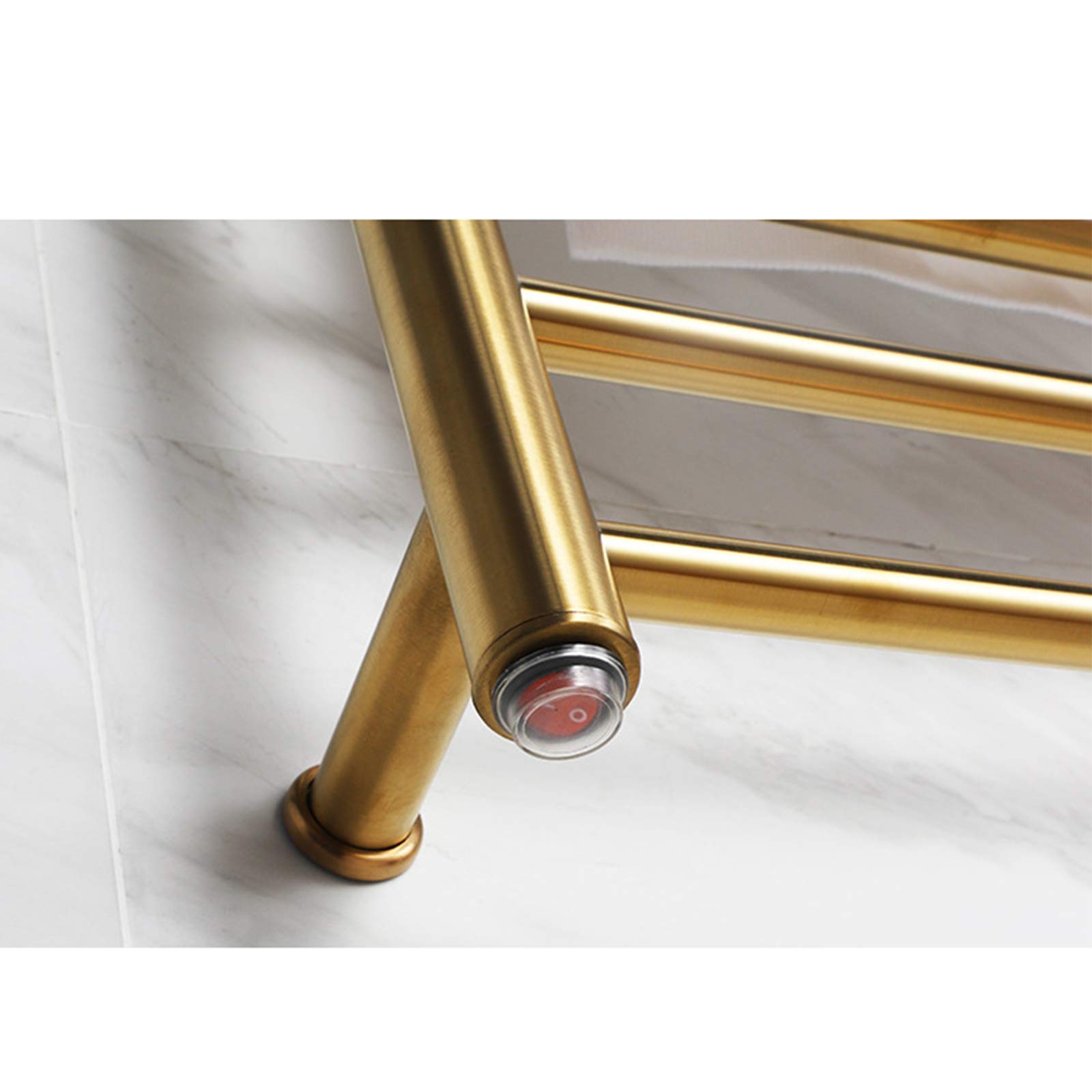 Stainless Steel Electric Heated Towel Warmer Rack - 10-Bar Wall Mounted Bathroom Towel Rail Radiator with Constant Temperature, Gold Finish, Plug-in for Spa, Hotel & Luxury Home Use