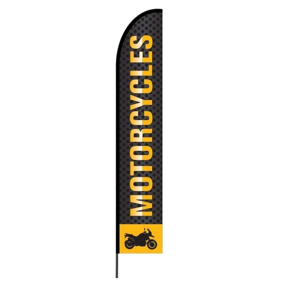 15FT Outdoor Printed Promotional Feather Flag Banner with Pole Kit & Spike - Custom Business Advertising Swooper Flutter Flag for Motorcycle Events, Car Shows & Retail Stores