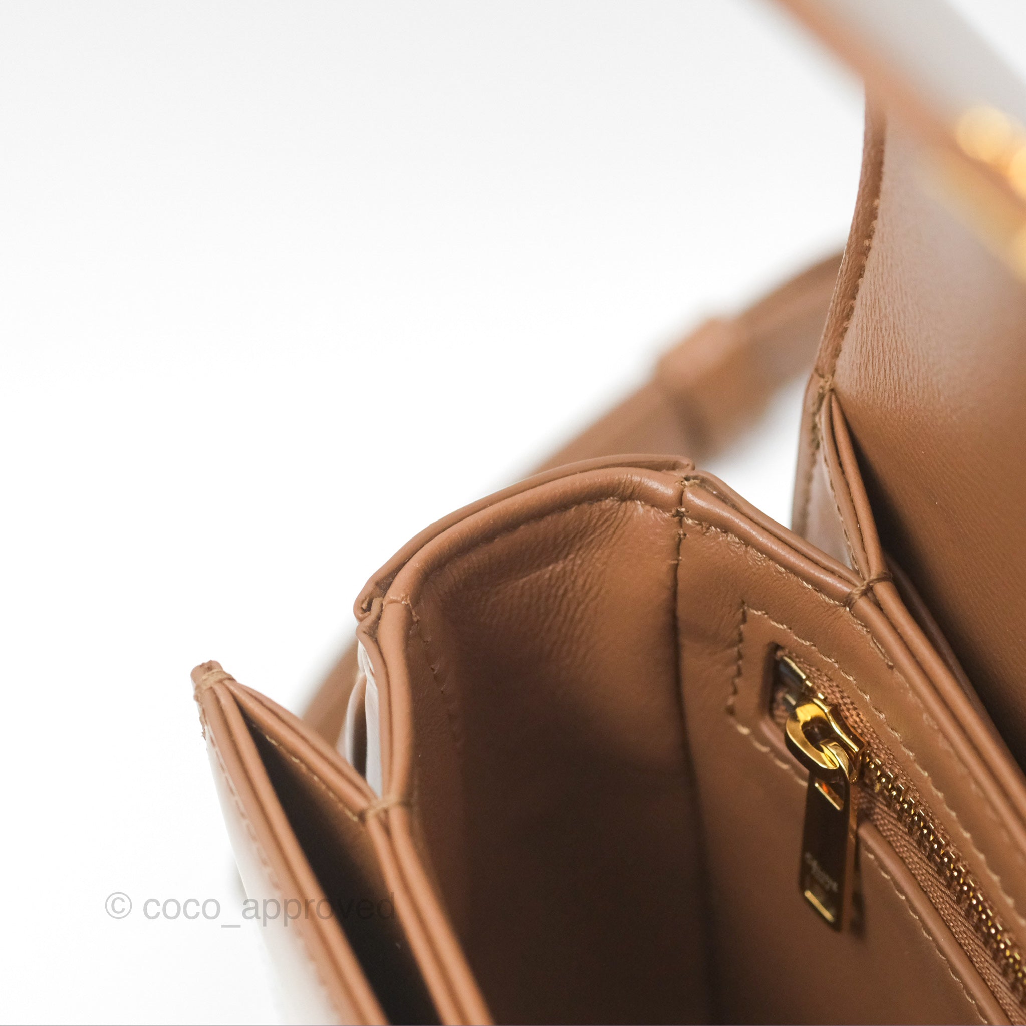 Celine Teen Triomphe Bag - Shiny Calfskin Leather Crossbody Purse in Bronze | Perfect for Date Night, Parties & Everyday Elegance