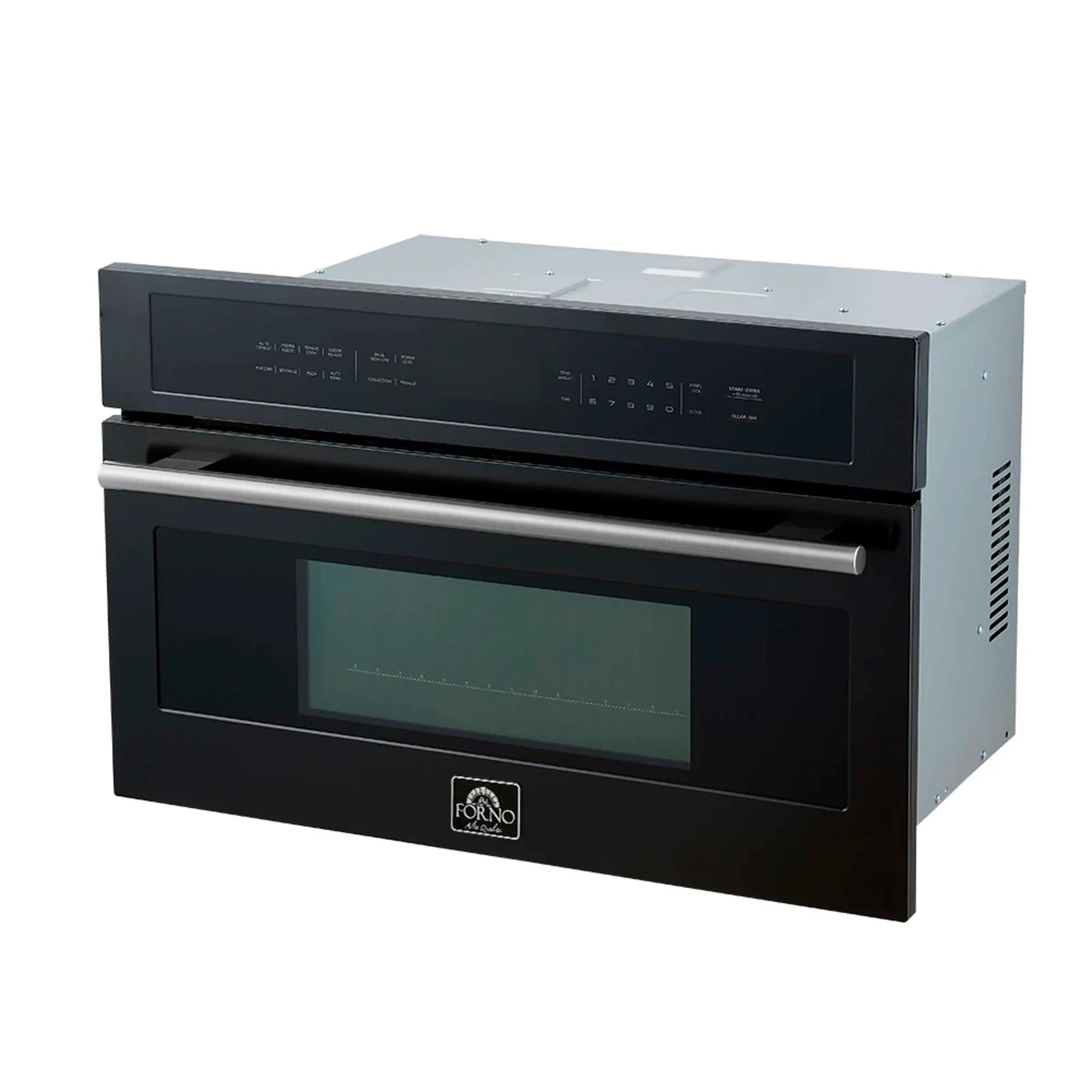 Forno Oliena FMWDR3093 30BLK 30-Inch Black Microwave Oven with Stainless Steel Handle - Compact Countertop Design for Small Kitchens, Dorms & Office Break Rooms