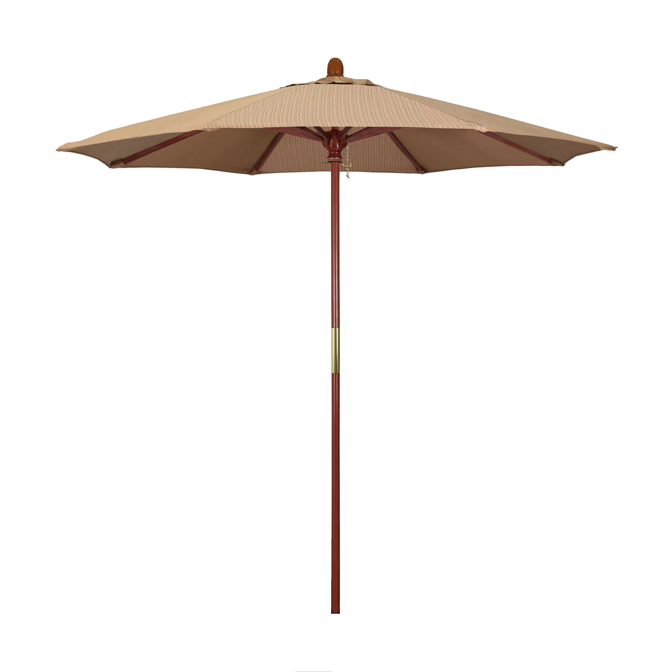 7.5' Round California Hardwood Market Umbrella with Stainless Steel Hardware - Push Open Design, Olefin Fabric in Terrace Sequoia - Perfect for Patio, Garden, and Outdoor Dining Areas