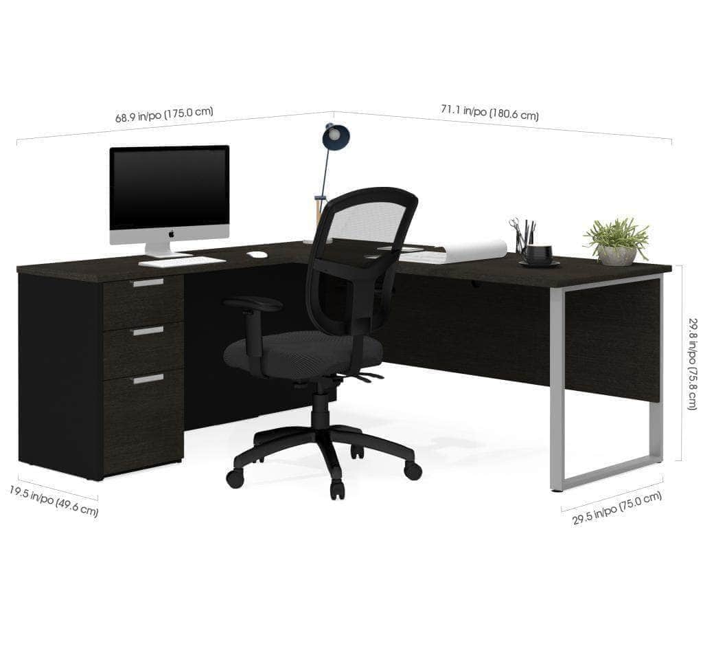 Pro Concept Plus Open Side L-Shaped Desk with Pedestal - Modern Home Office & Gaming Desk for Small Spaces - Perfect for Work, Study, and Remote Learning
