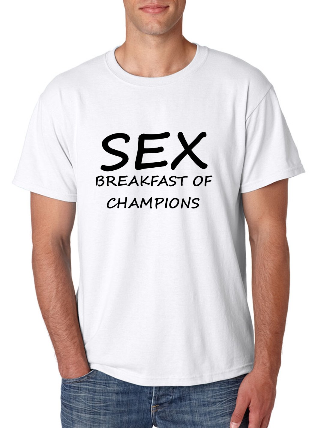 ALLNTRENDS Men's Funny Breakfast of Champions T-Shirt - Humorous Graphic Tee for Casual Wear & Gifts