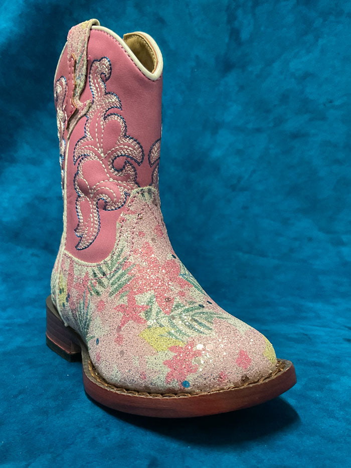 Roper Toddler Girls' Glitter Floral Ankle Boots Pink - Comfortable & Stylish for Playdates, Preschool & Outdoor Adventures